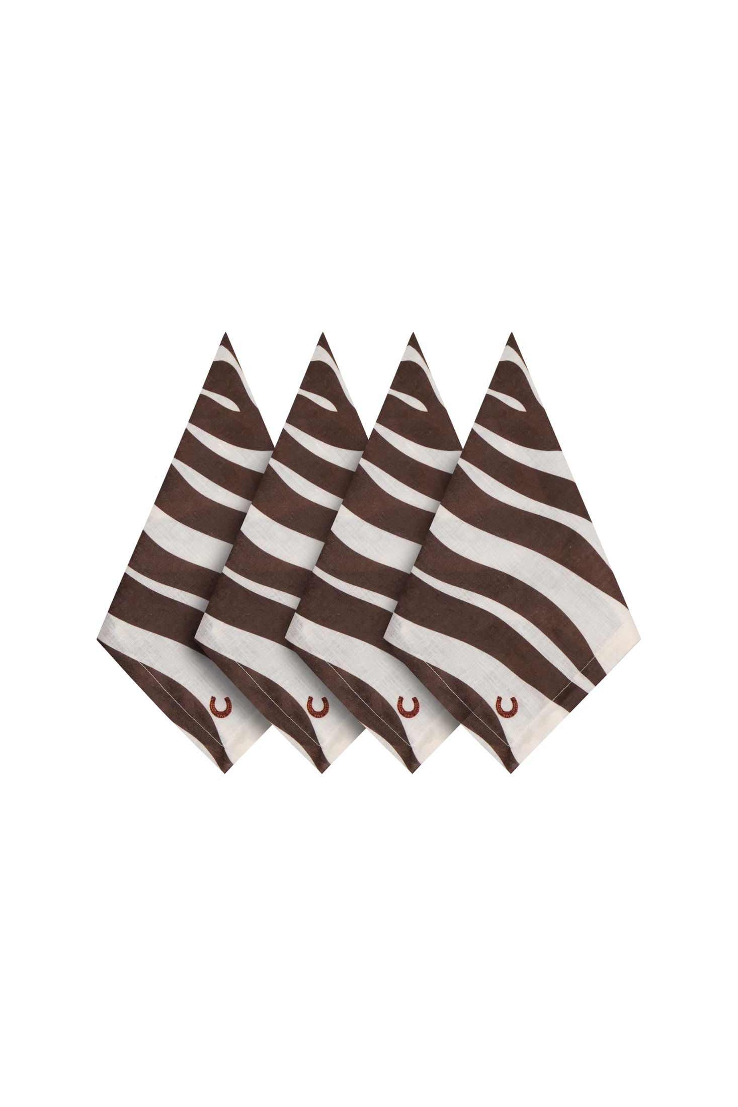Zebra Embroidered Linen Napkins / Set of 4 - imagen 1