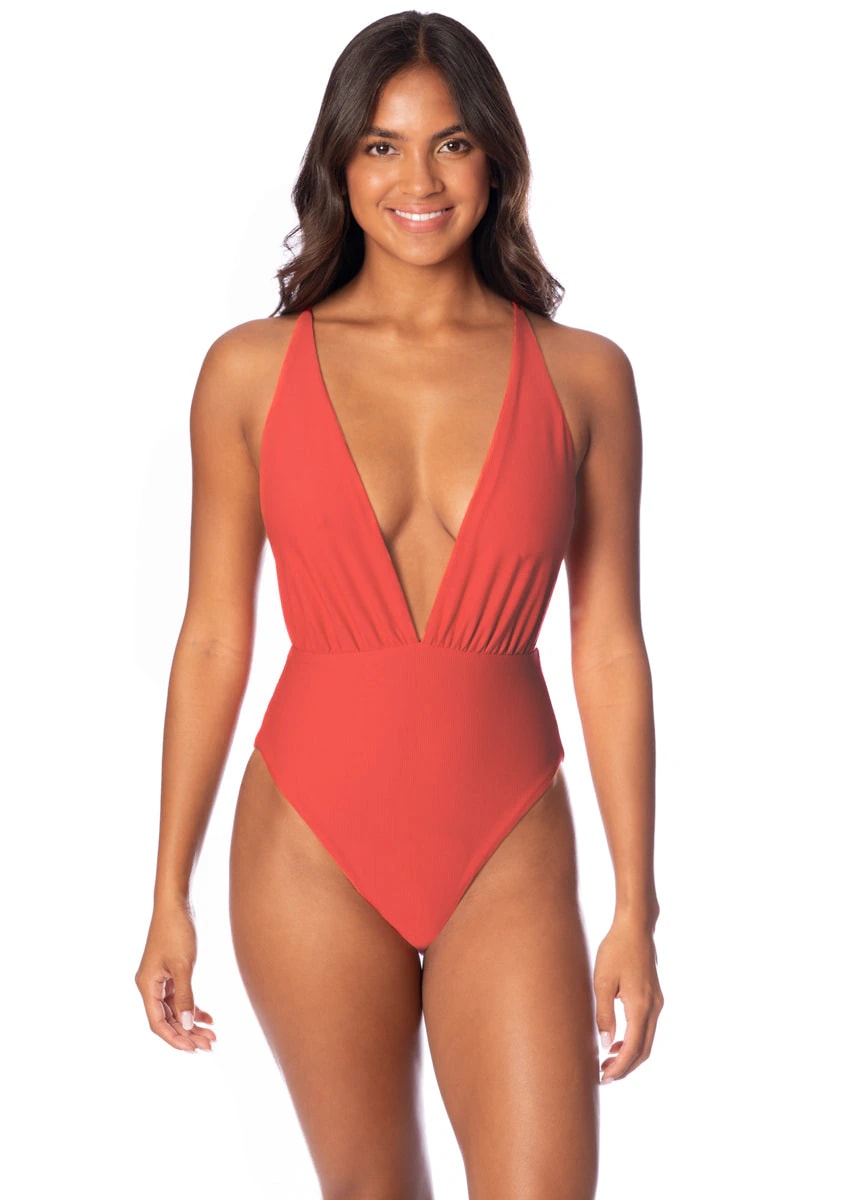 Maaji Red Camelia Safri Plunge One Piece - imagen 1