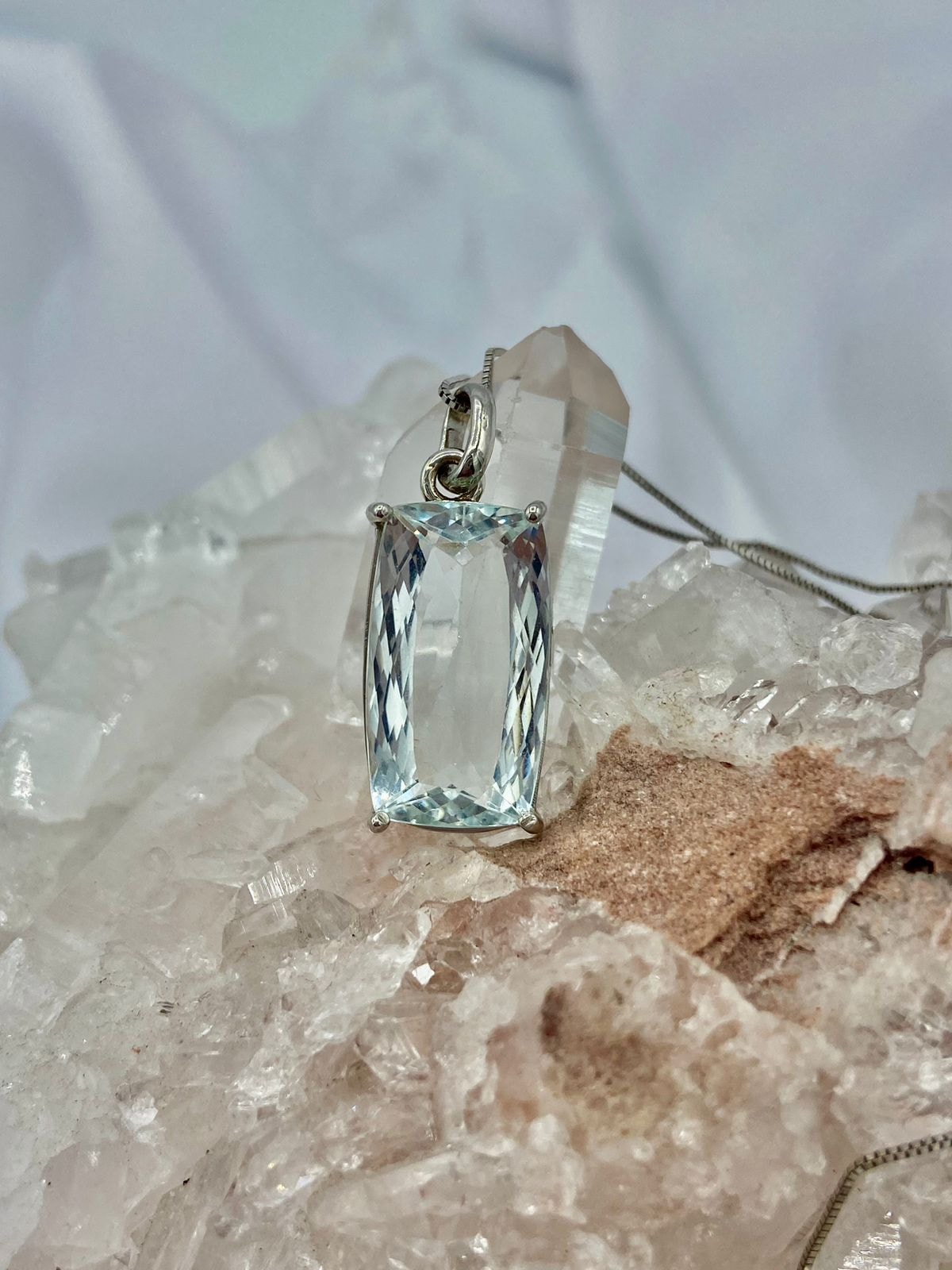 Dije Aguamarina Oro Blanco 18K - imagen 1
