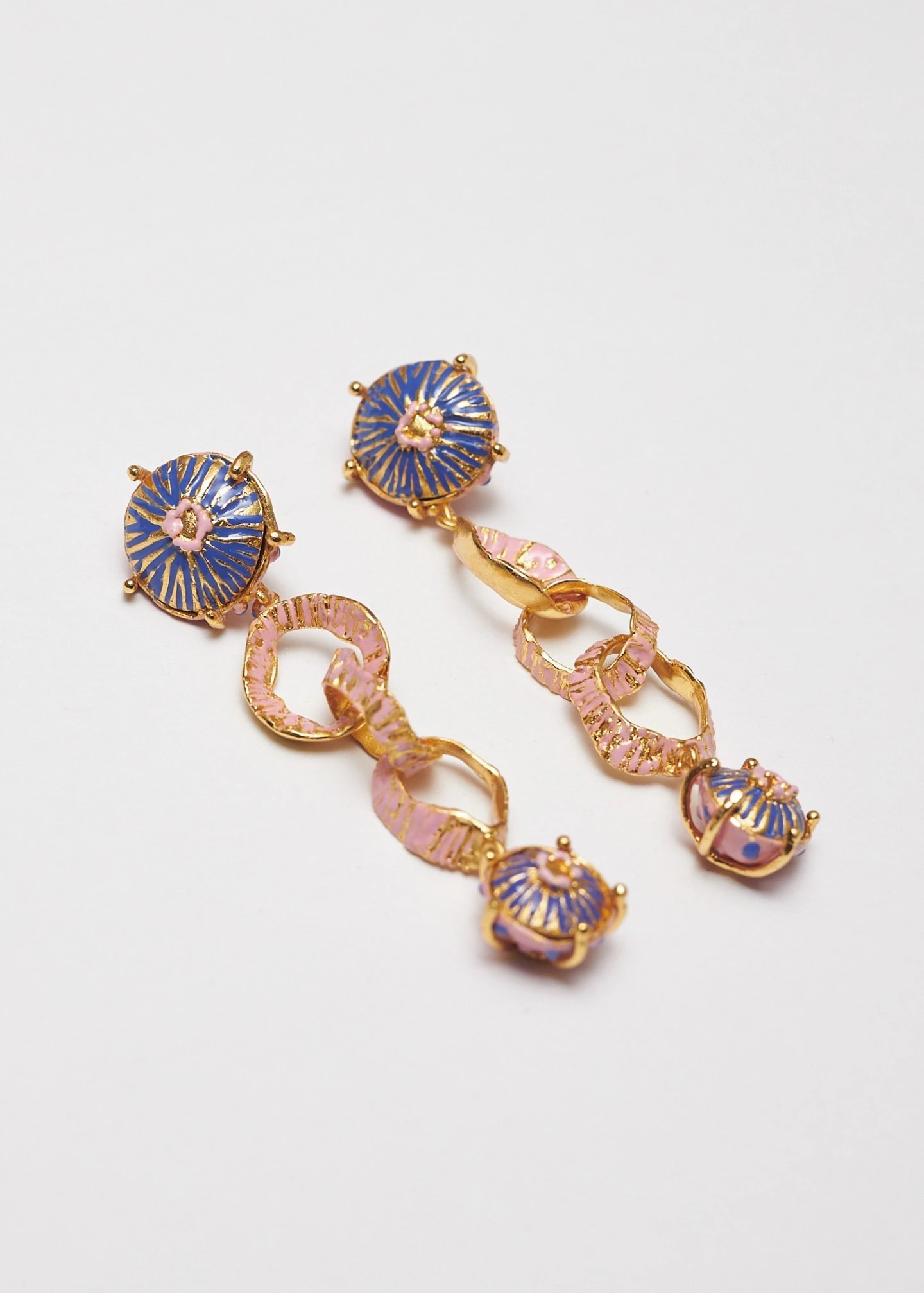 Aretes largos sombreritos azul rosa - imagen 1