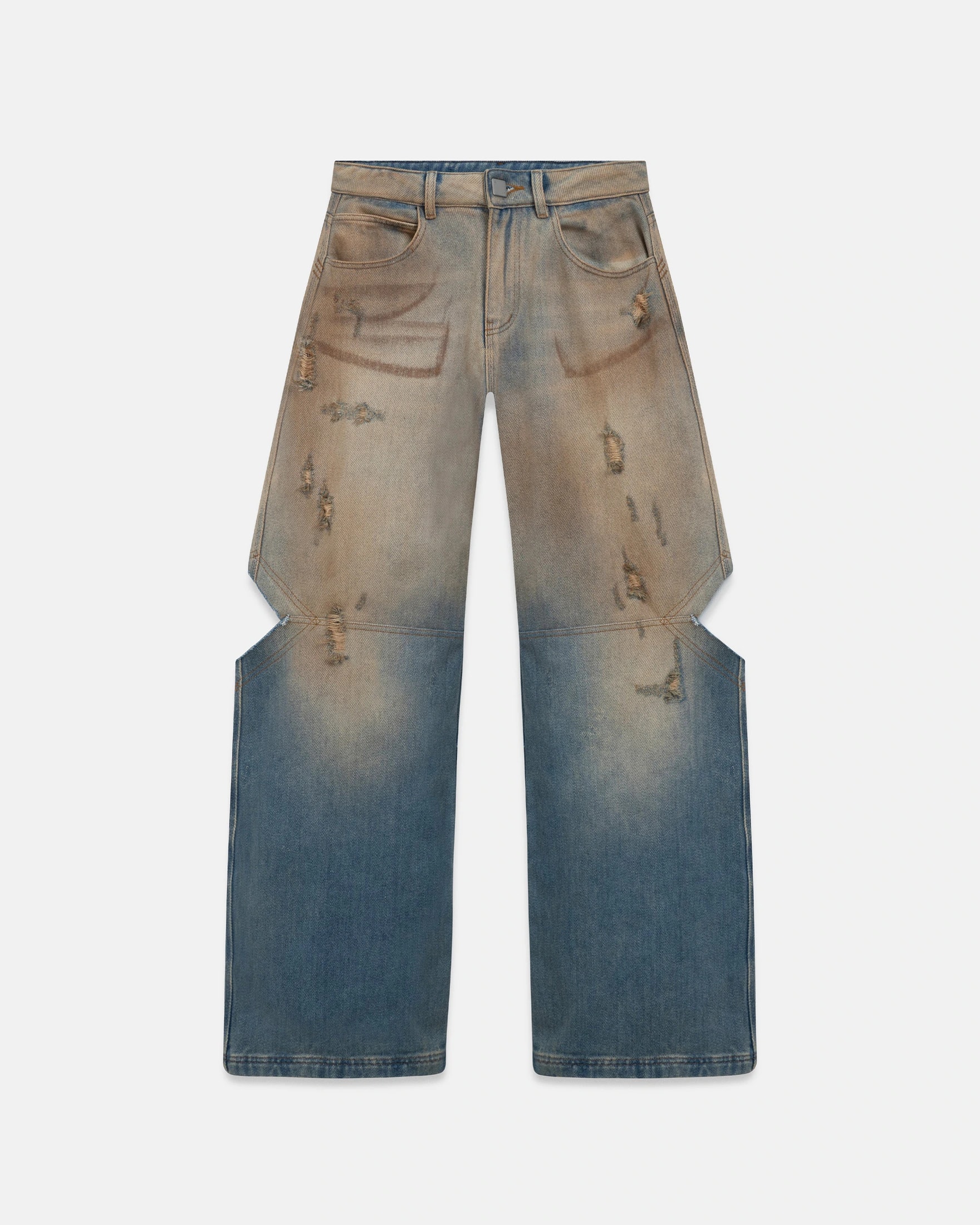 W Holy State Split Knee Wide Jeans Sand Blue - imagen 1