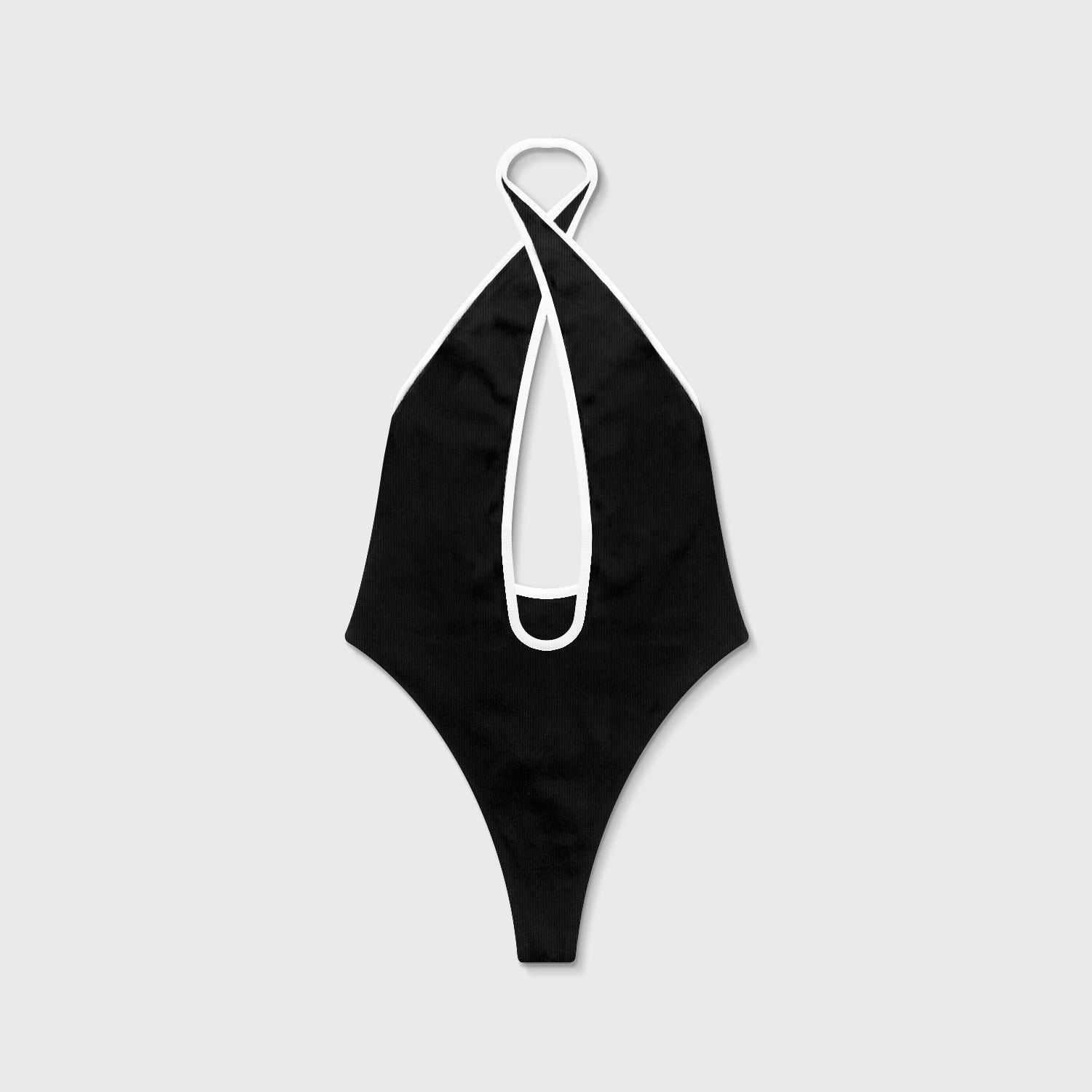 Shadow Halter Ribbed Bodysuit - Black - imagen 1