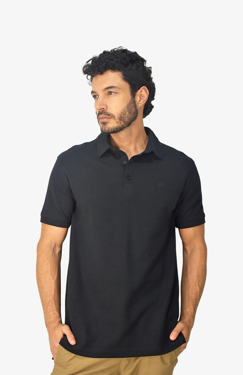 Camiseta polo texturizada Negro para Hombre - imagen 1