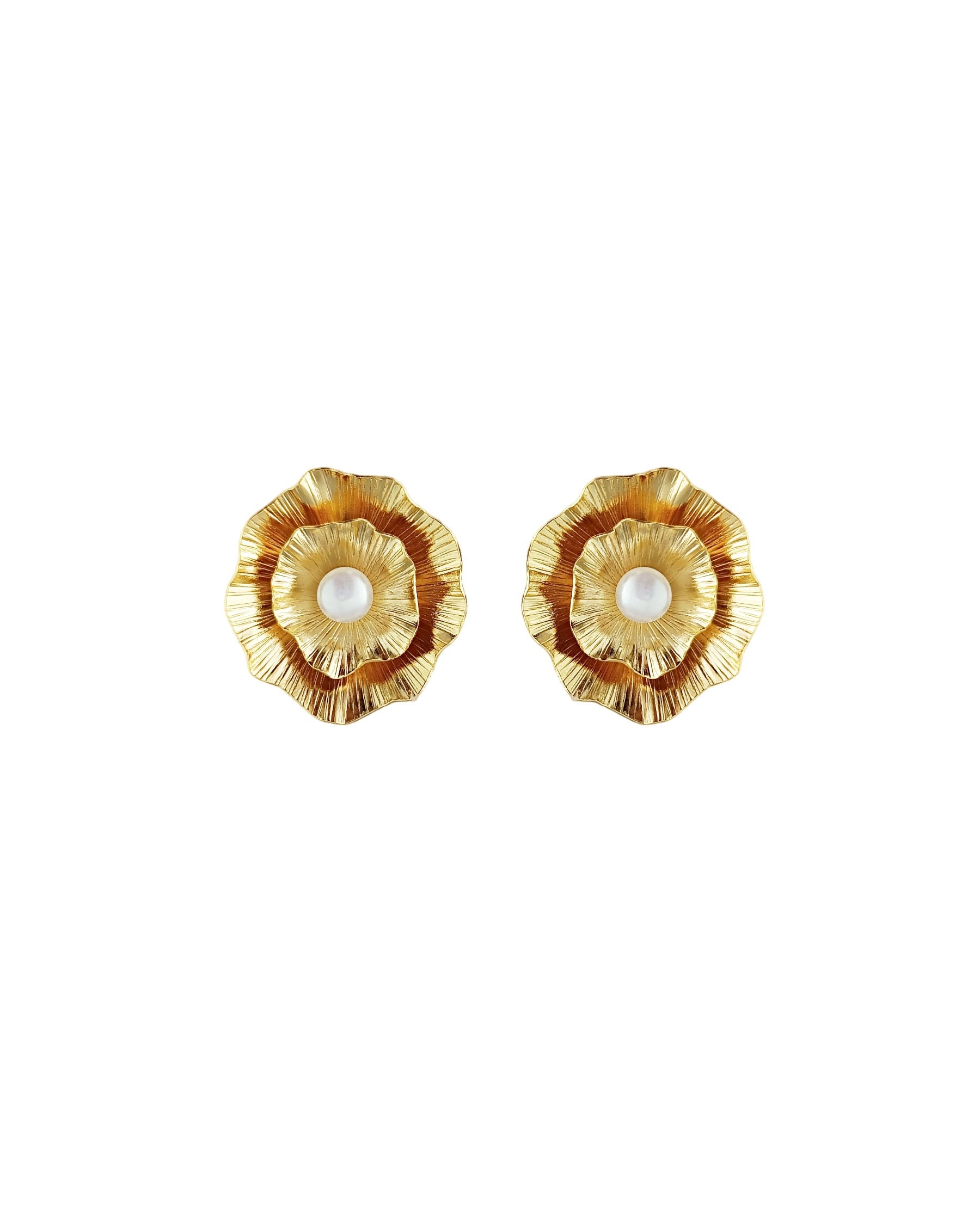 Aretes dorados con perla, Candela - imagen 1