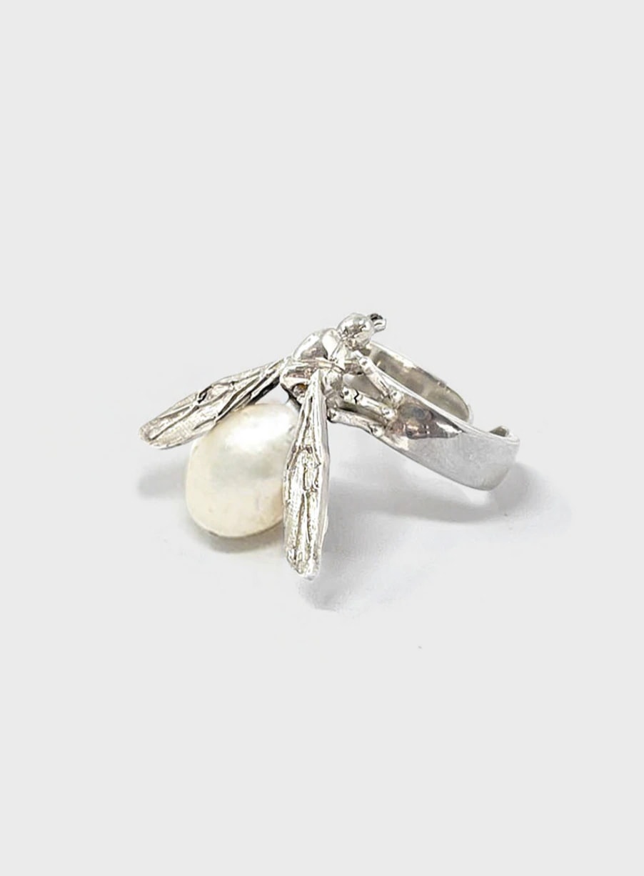 Anillo Hormiga plata y perla - imagen 1