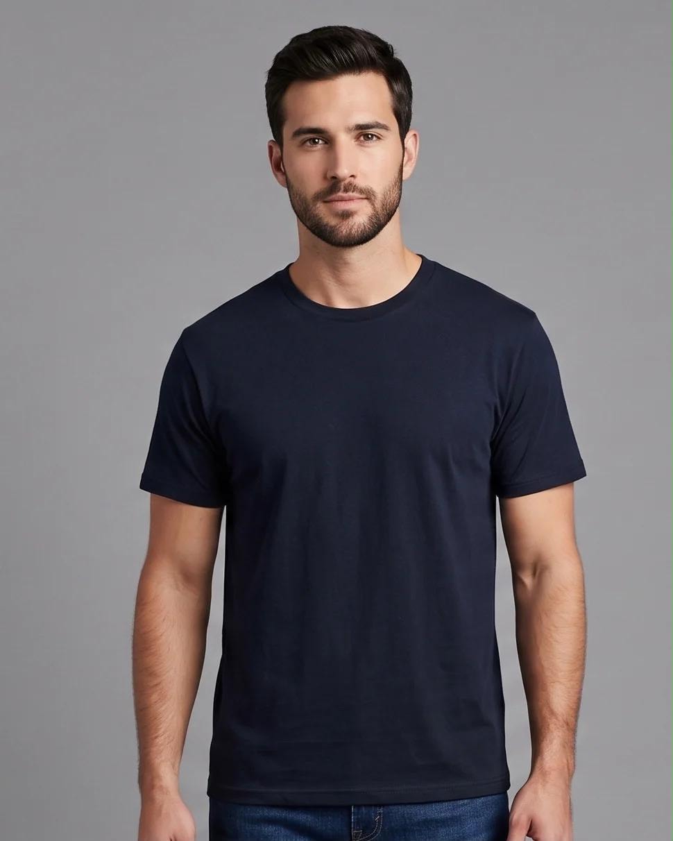Camiseta Basica Premium Cotton Azul Oscuro - imagen 1