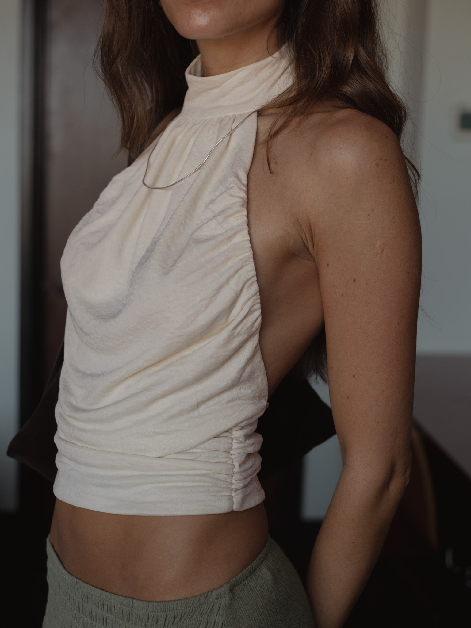 BOHO HALTER BLOUSE - SOFT WHITE - imagen 1