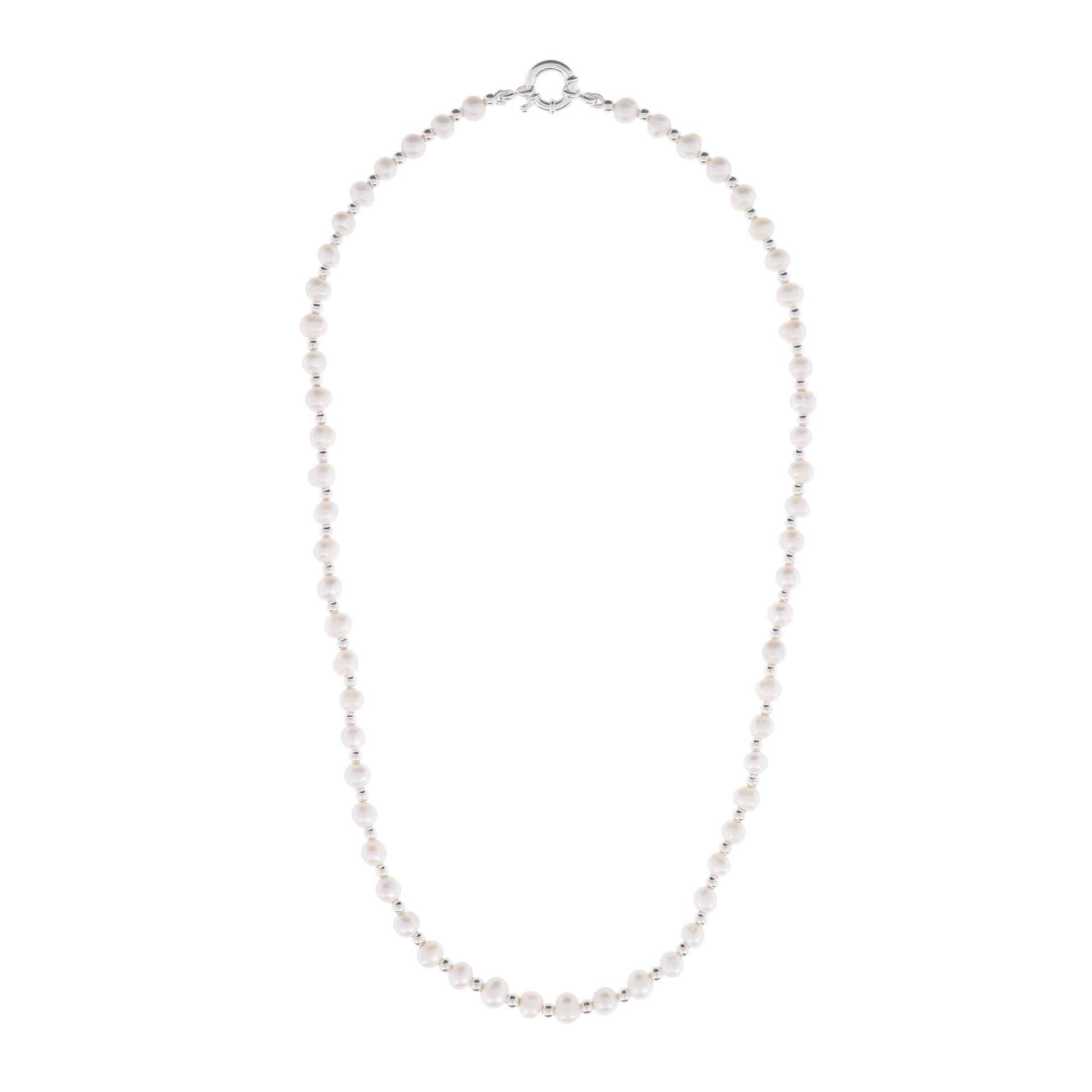 PEARL & SILVER BEAD NECKLACE | COLLAR DE PERLAS DE AGUA DULCE Y BALINES EN PLATA 925 - imagen 1