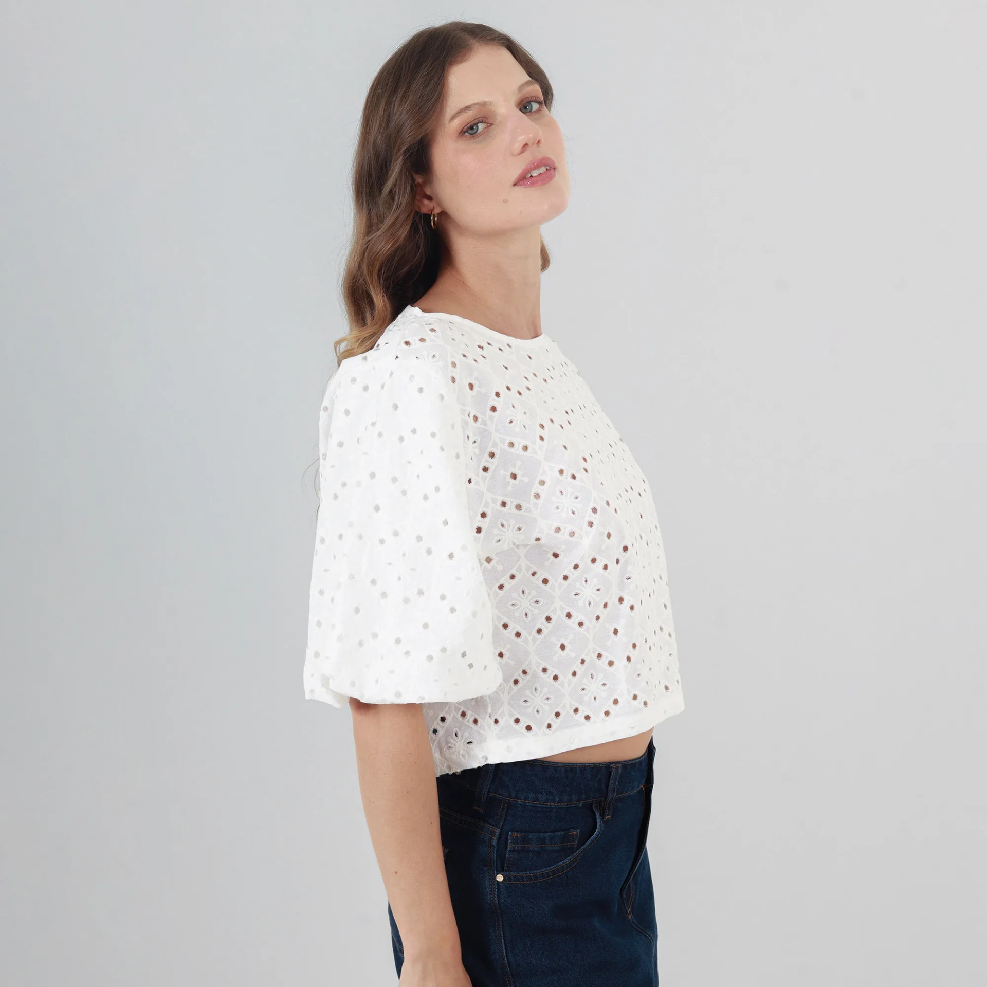 Blusa Cuello Redondo Manga Corta - imagen 1