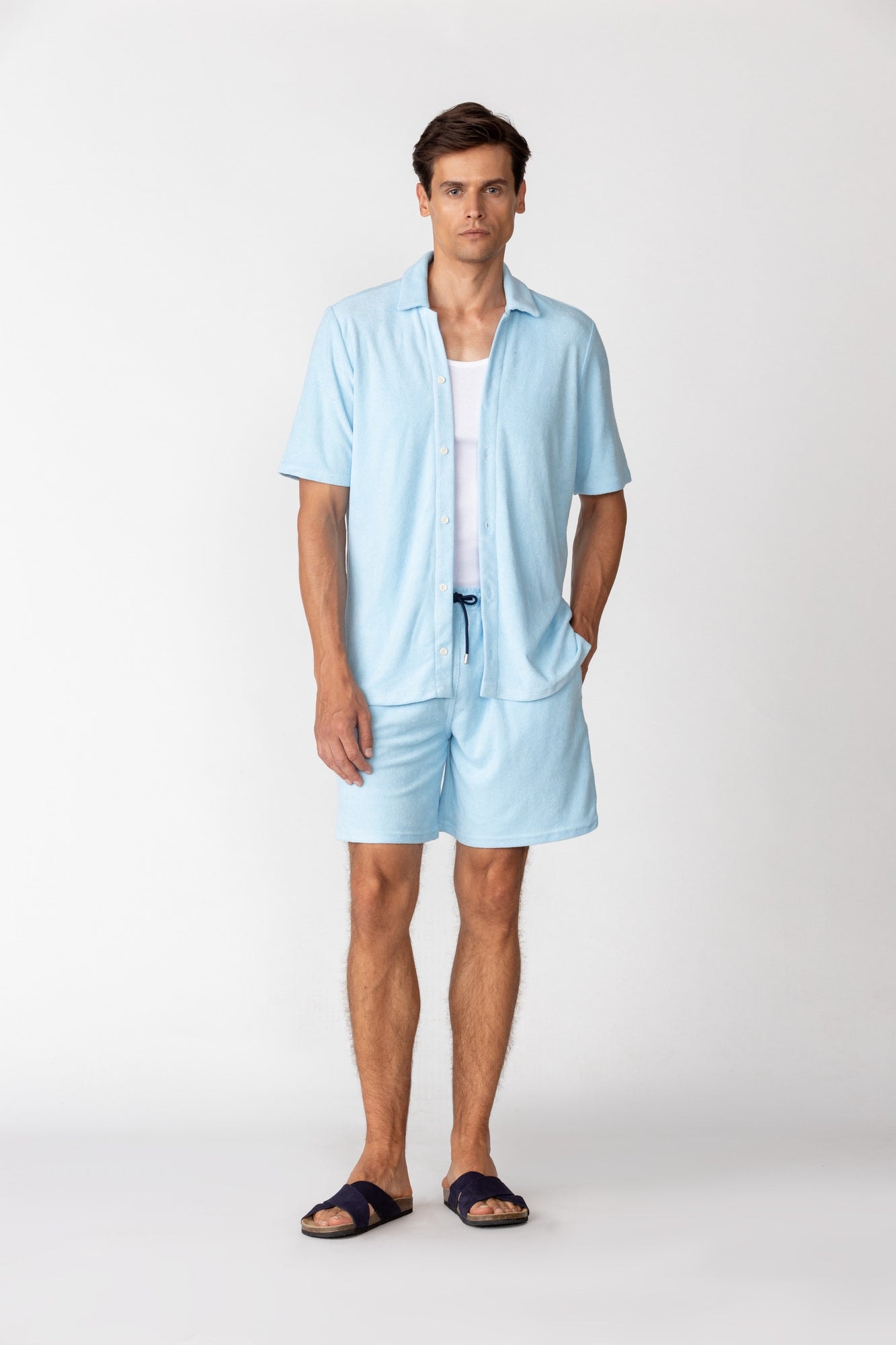 Men's hemp shorts light blue - imagen 1