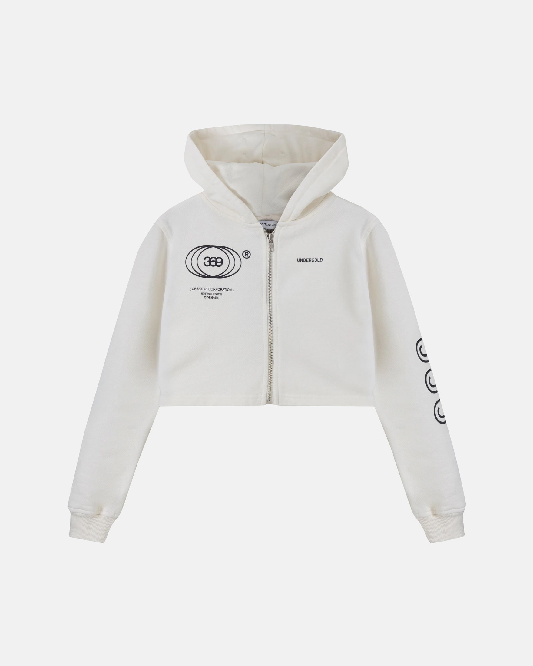 W Golden Heritage Slim Fit Zip Up Cropped Hoodie White - imagen 1