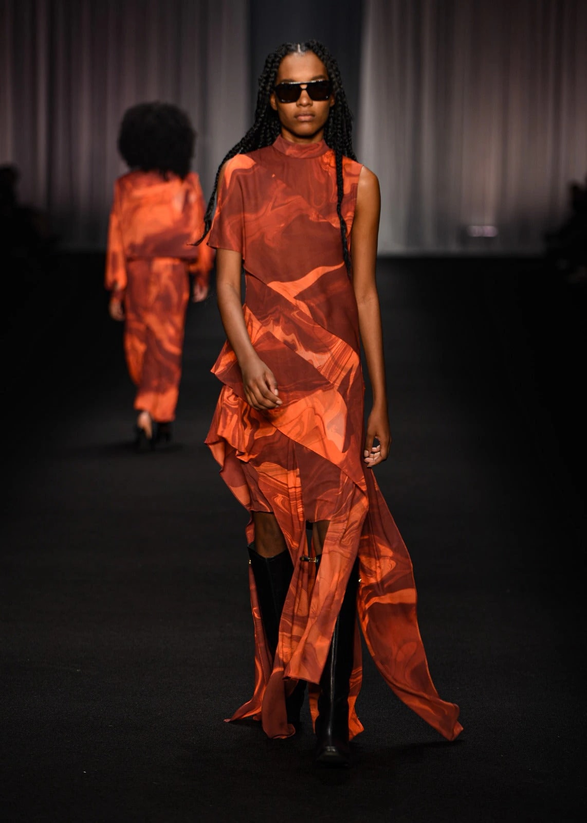 VESTIDO DE VOLANTES ESTAMPADO - imagen 1
