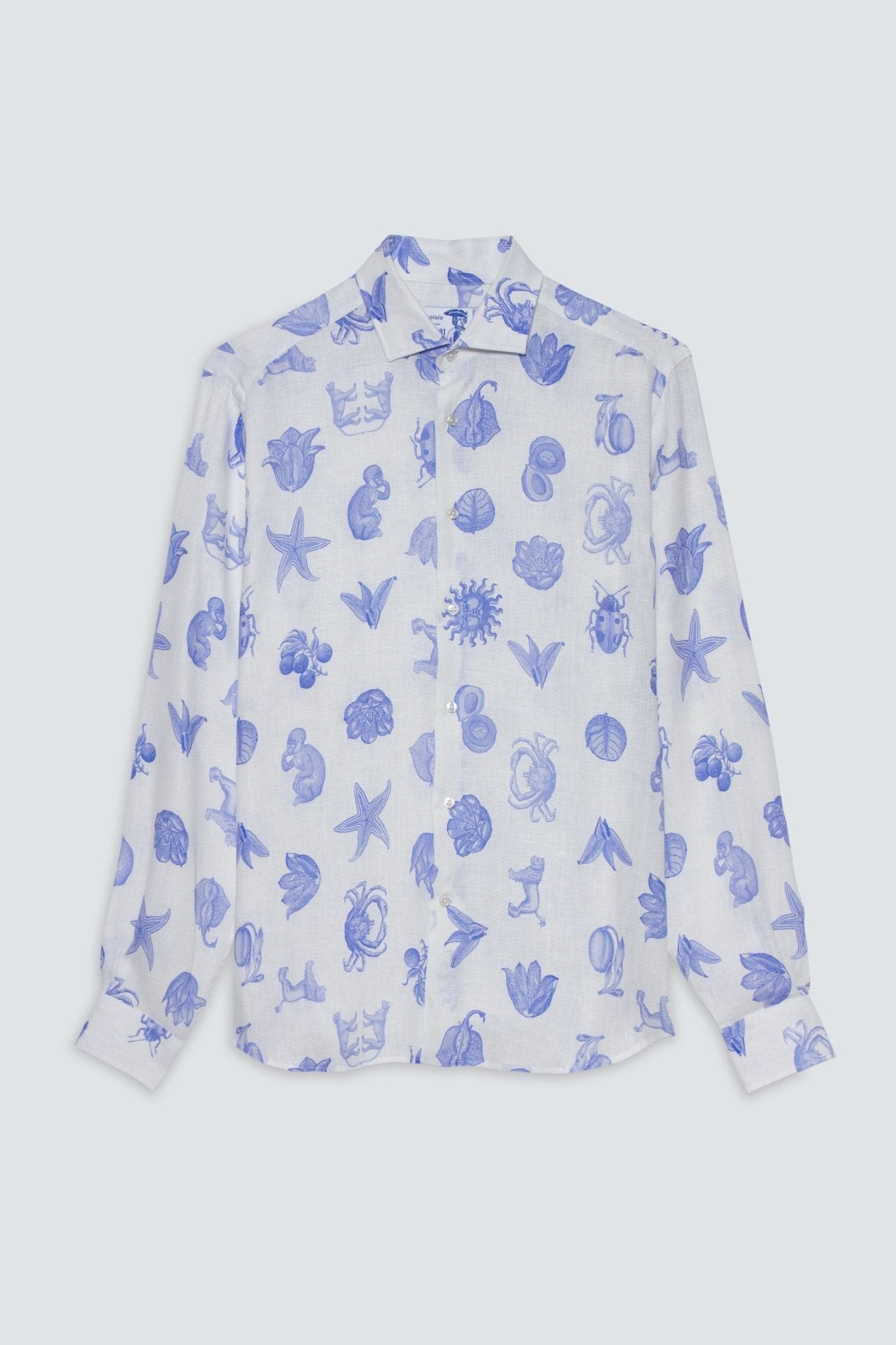 Men's linen shirt white mezzotinta - imagen 1