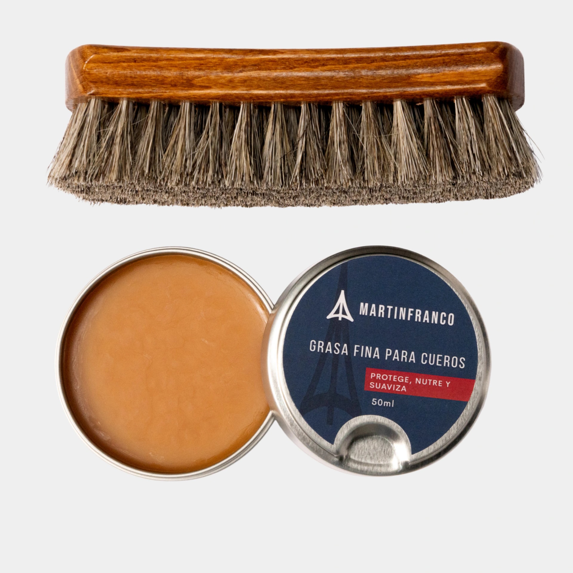 COMBO 2 : Grasa Fina - Crema Esencial - Super Blanco - Shoe Cream Negro - Cepillo Crin - imagen 1