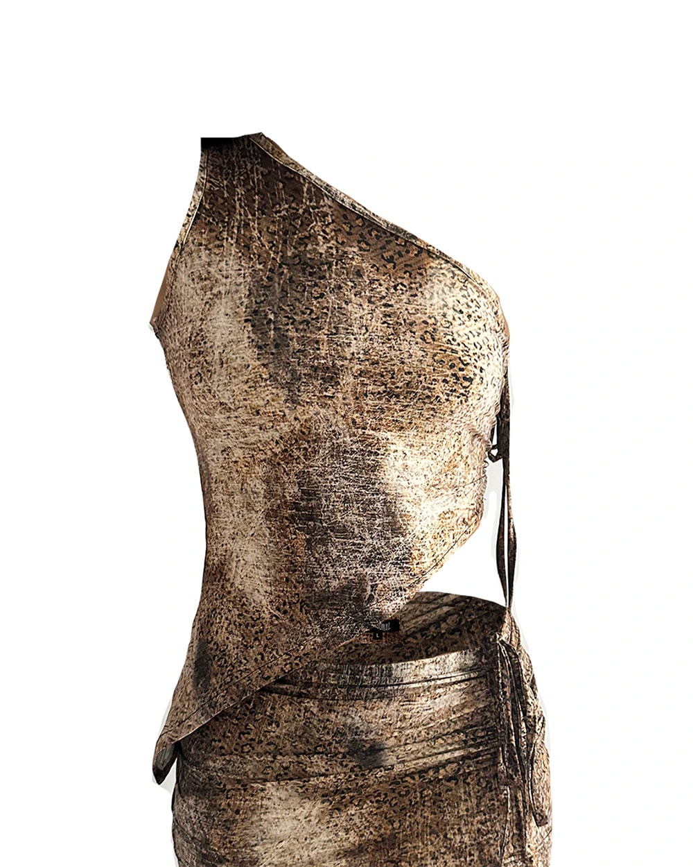One Shoulder Top in Distressed Leopard - imagen 1