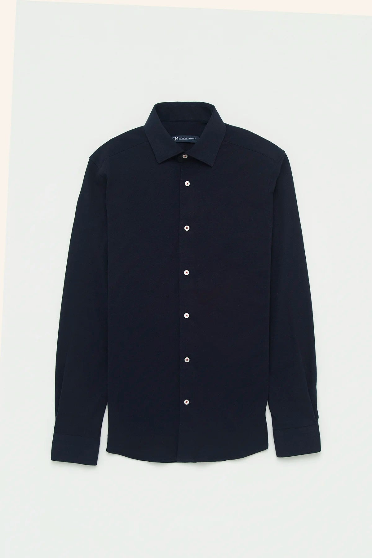 Camisa Piqué Botón Contraste Algodón Azul Oscuro - imagen 1