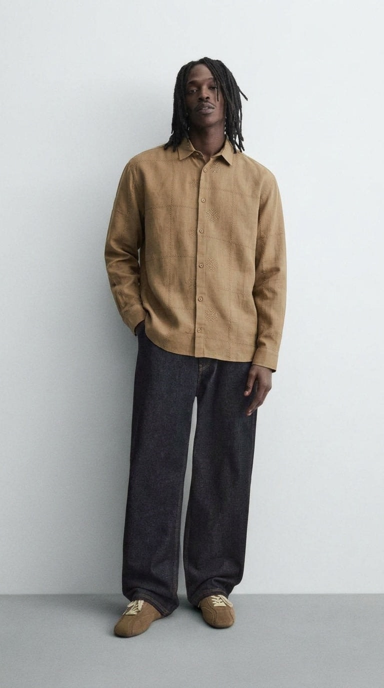 CAMISA SAKO MARRÓN - imagen 1