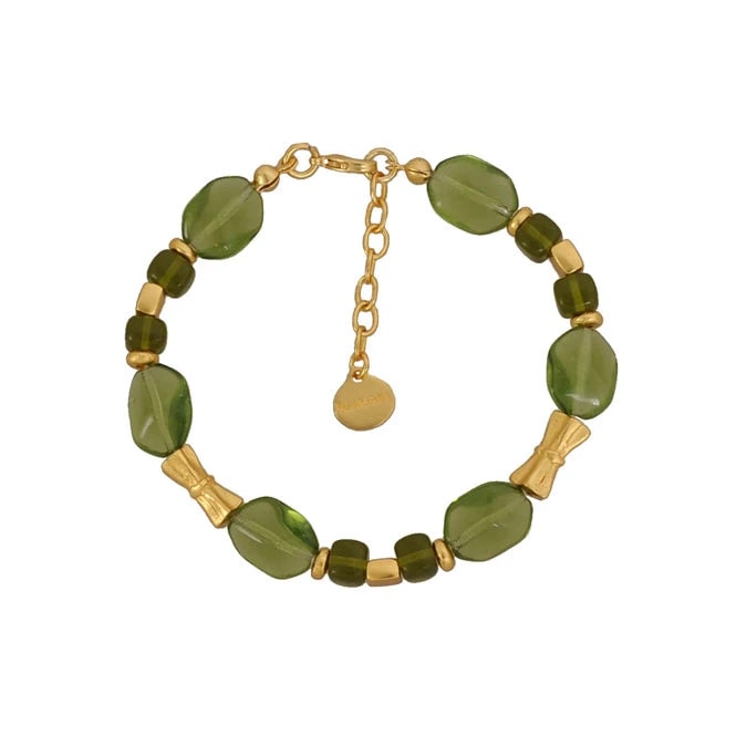 Pulsera cristal checo 14x10 verde oliva y cubo tortoise - imagen 1