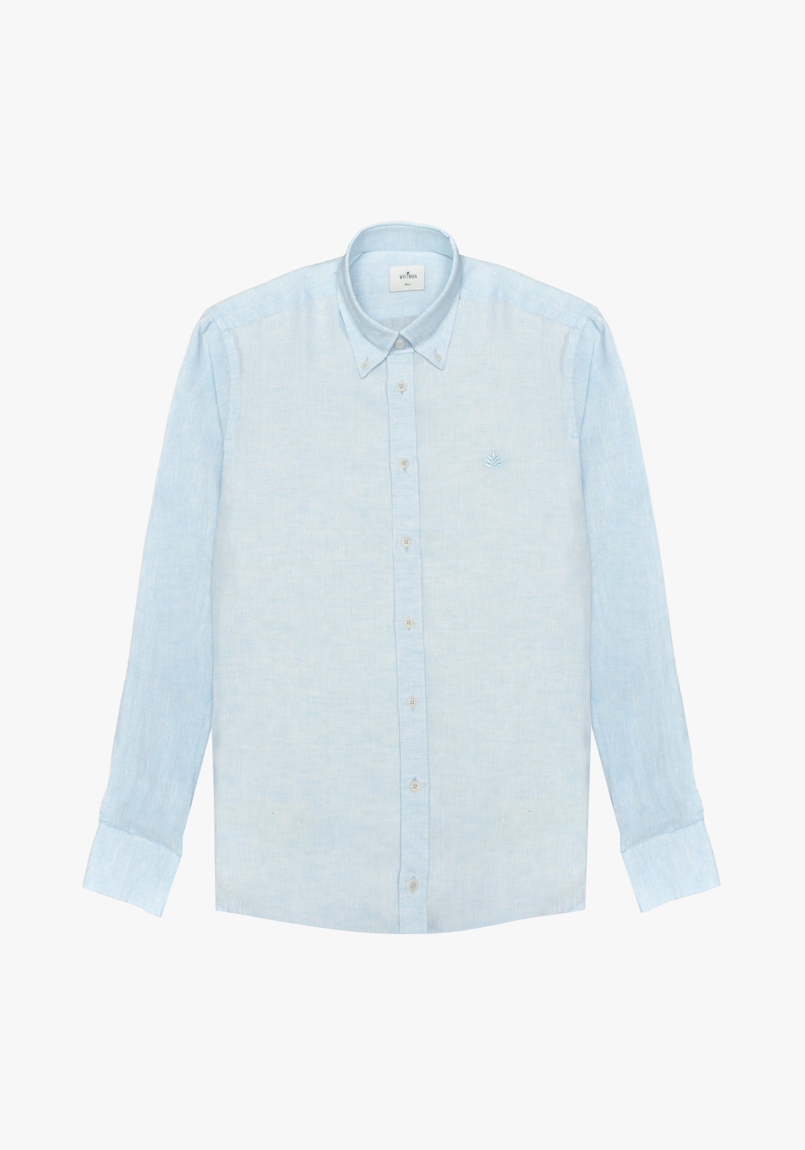 Camisa Lino Cuello Button Down Azul Celeste - imagen 1