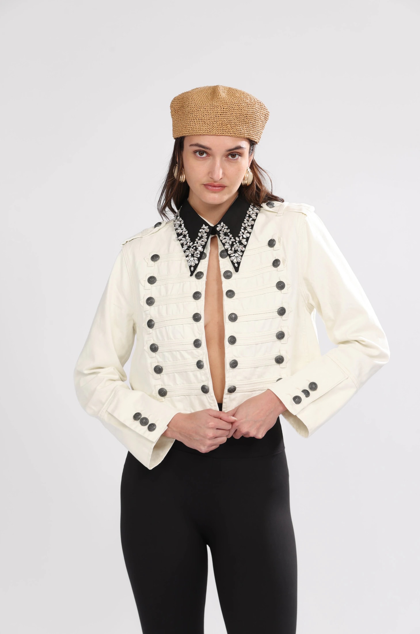 DENIM NAPOLEON JACKET, WHITE - imagen 1