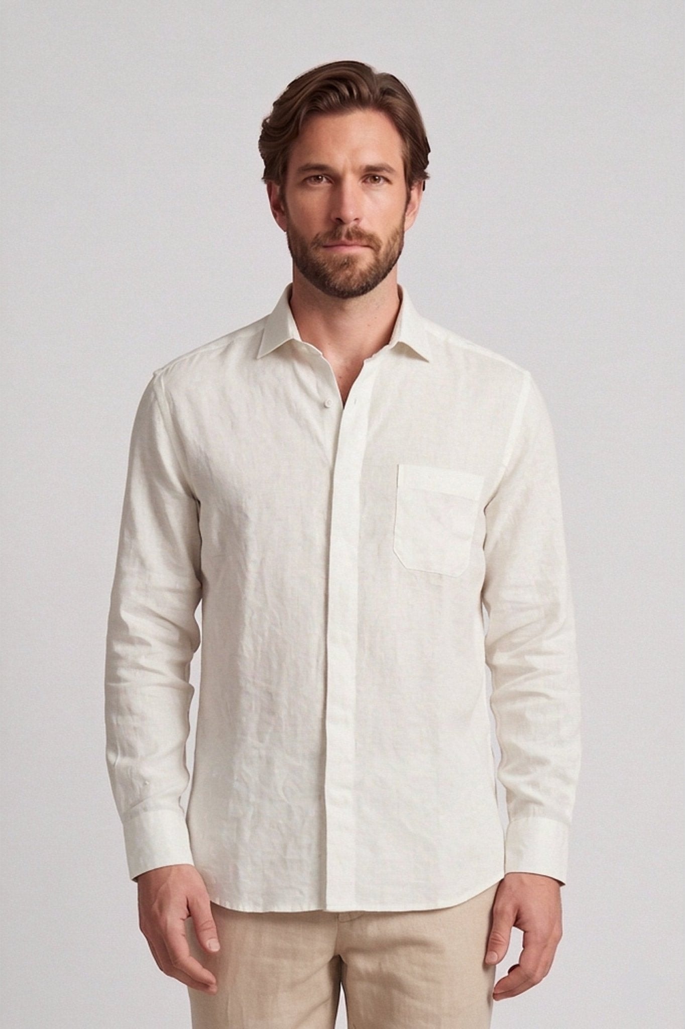 Camisa en lino manga larga para hombre Jon Sonen 01029093 - imagen 1