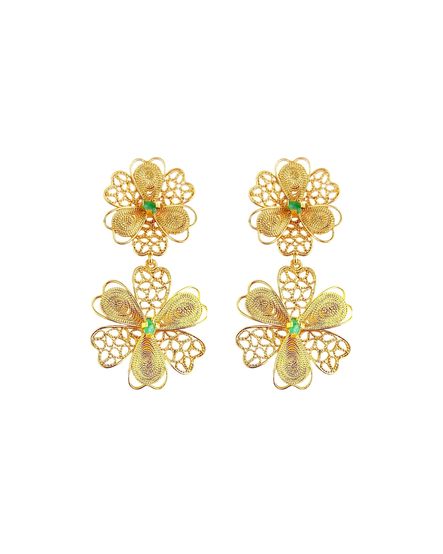 Aretes doble flor, Barbara - imagen 1