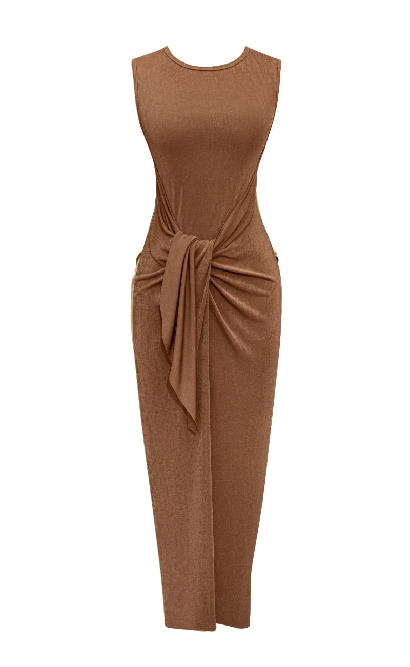 VESTIDO LARGO OBA OCRE - imagen 1