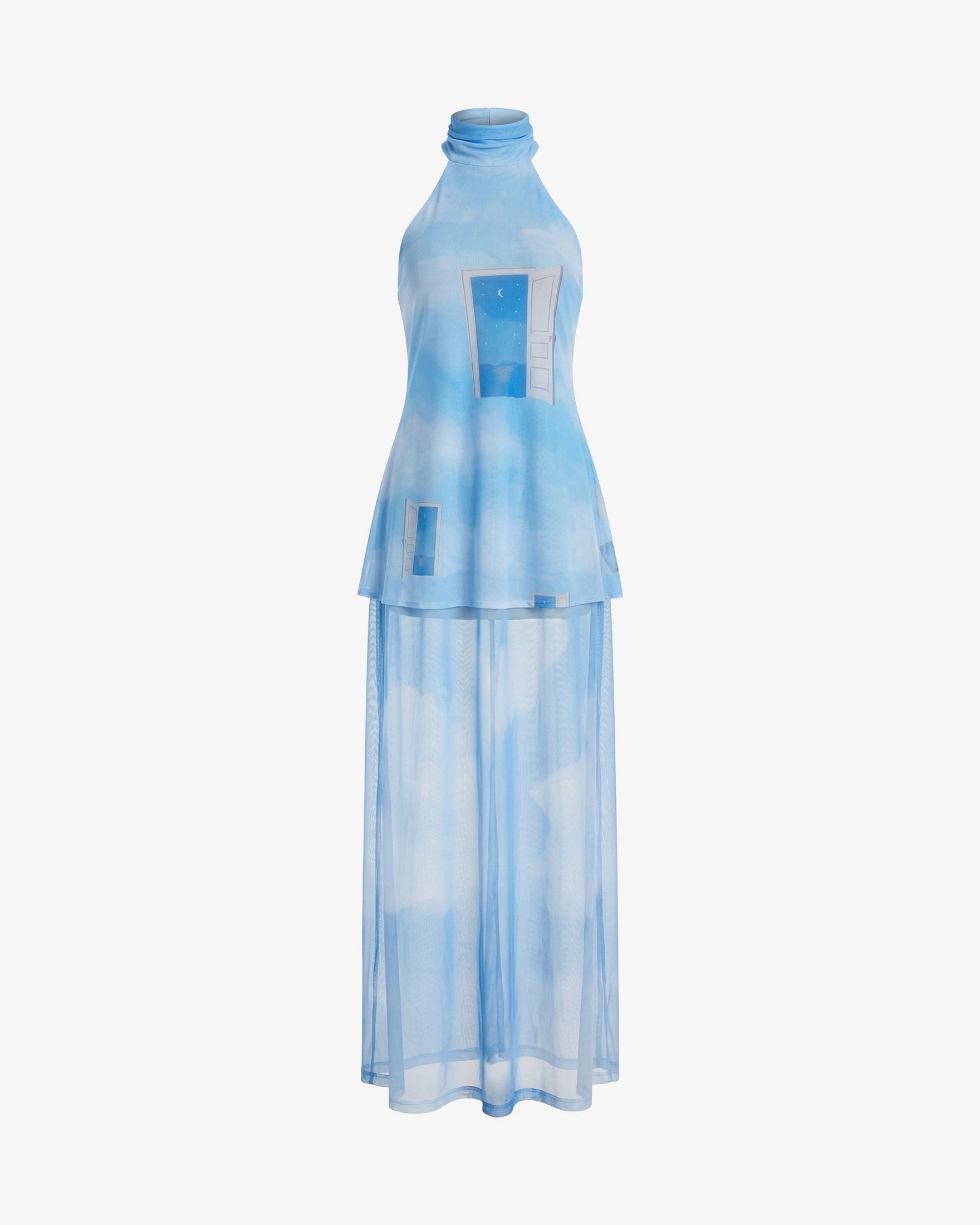 Halter Mesh Maxi Dress - Sky - imagen 1