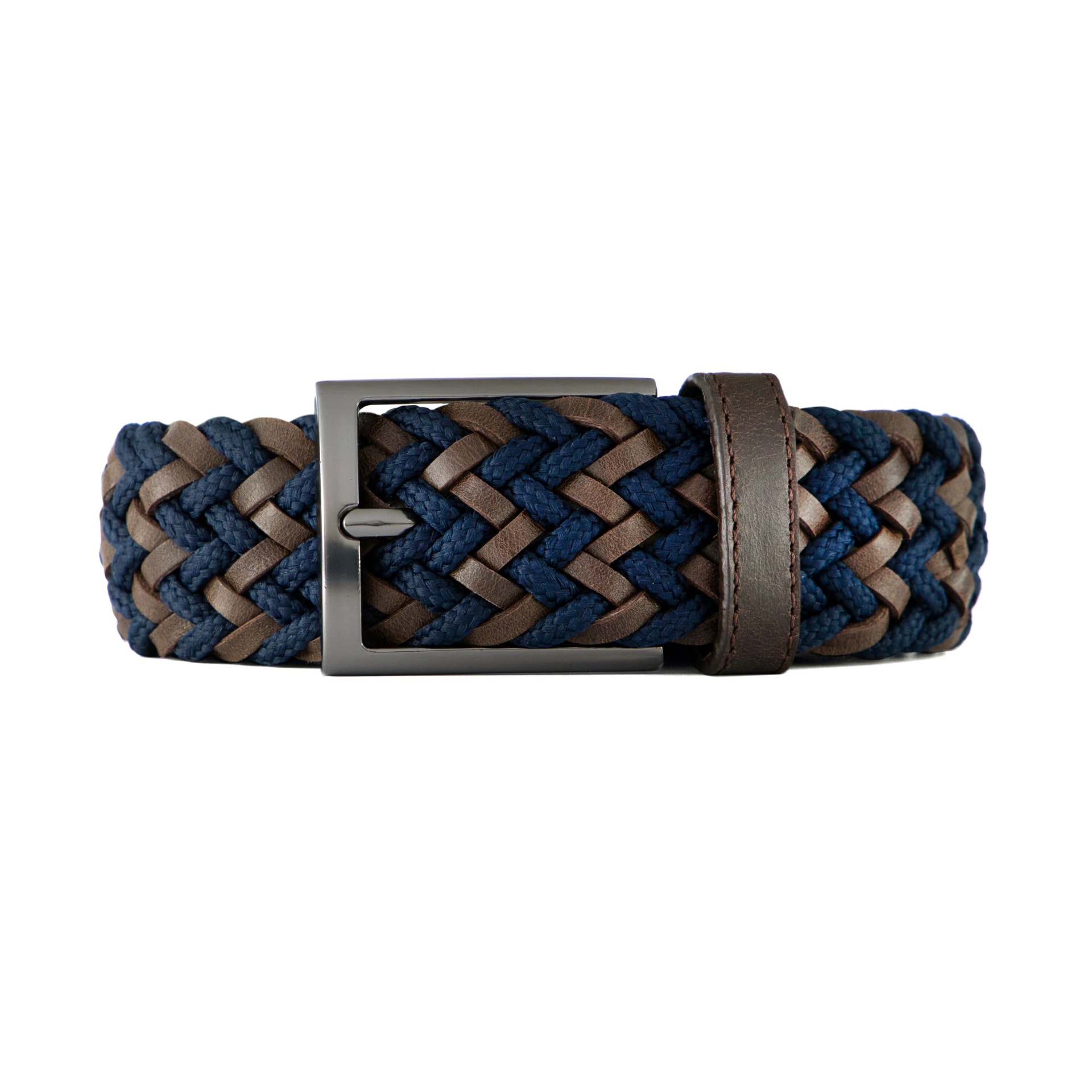 CINTURÓN LEATHER FUSION Azul-Café - imagen 1