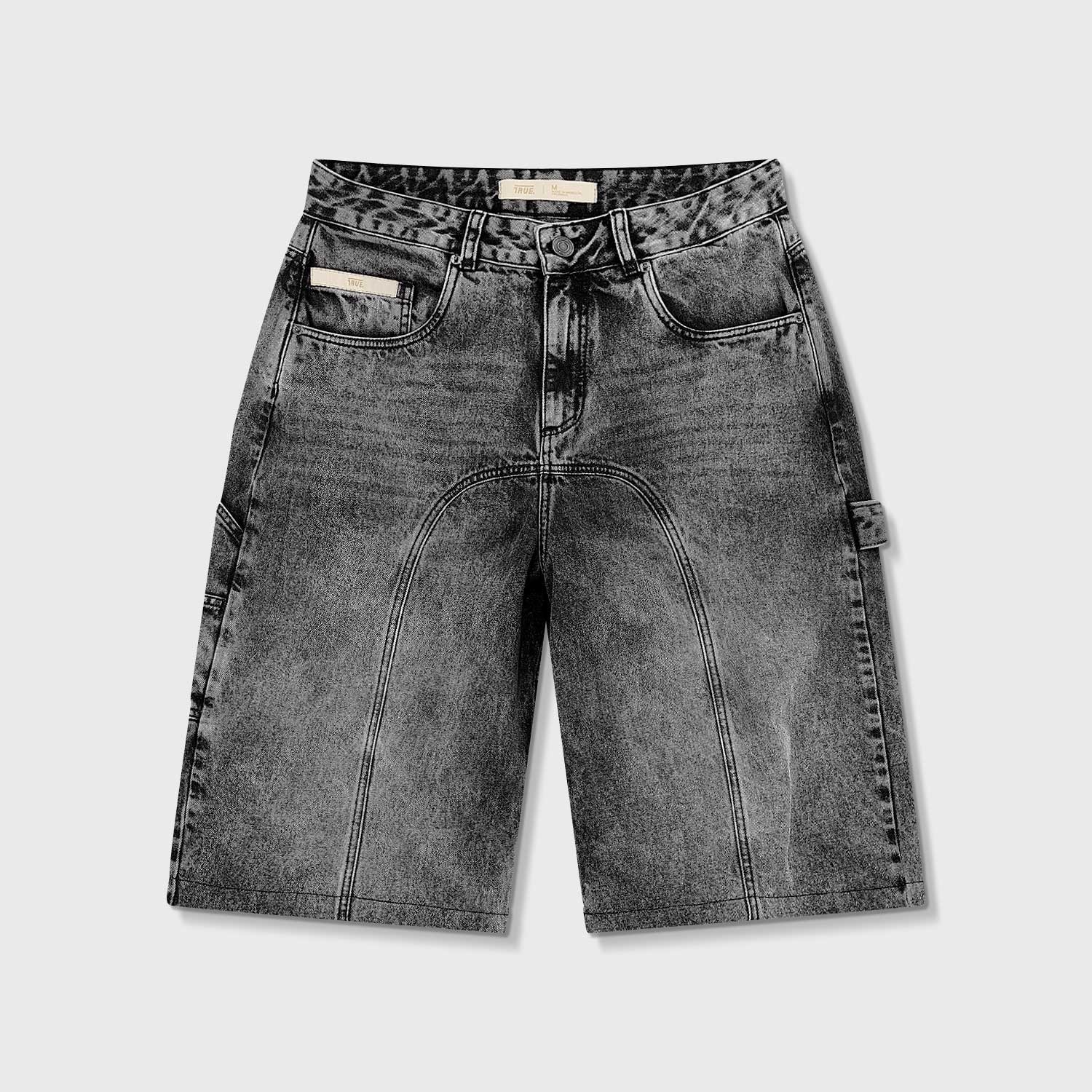 Slashed Denim Jorts - Black - imagen 1