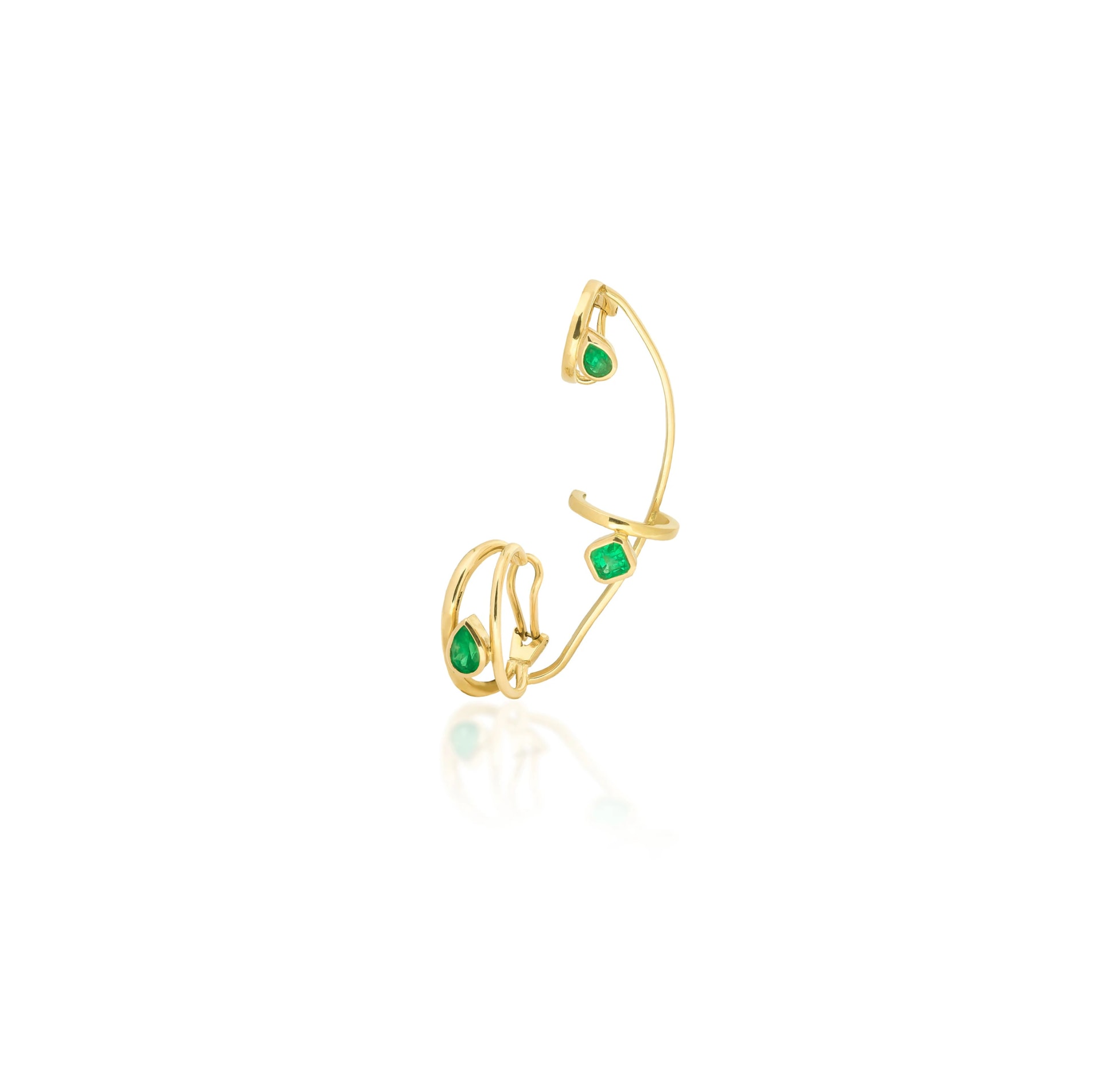 Ear cuff Aros de Oro y Esmeralda - imagen 1