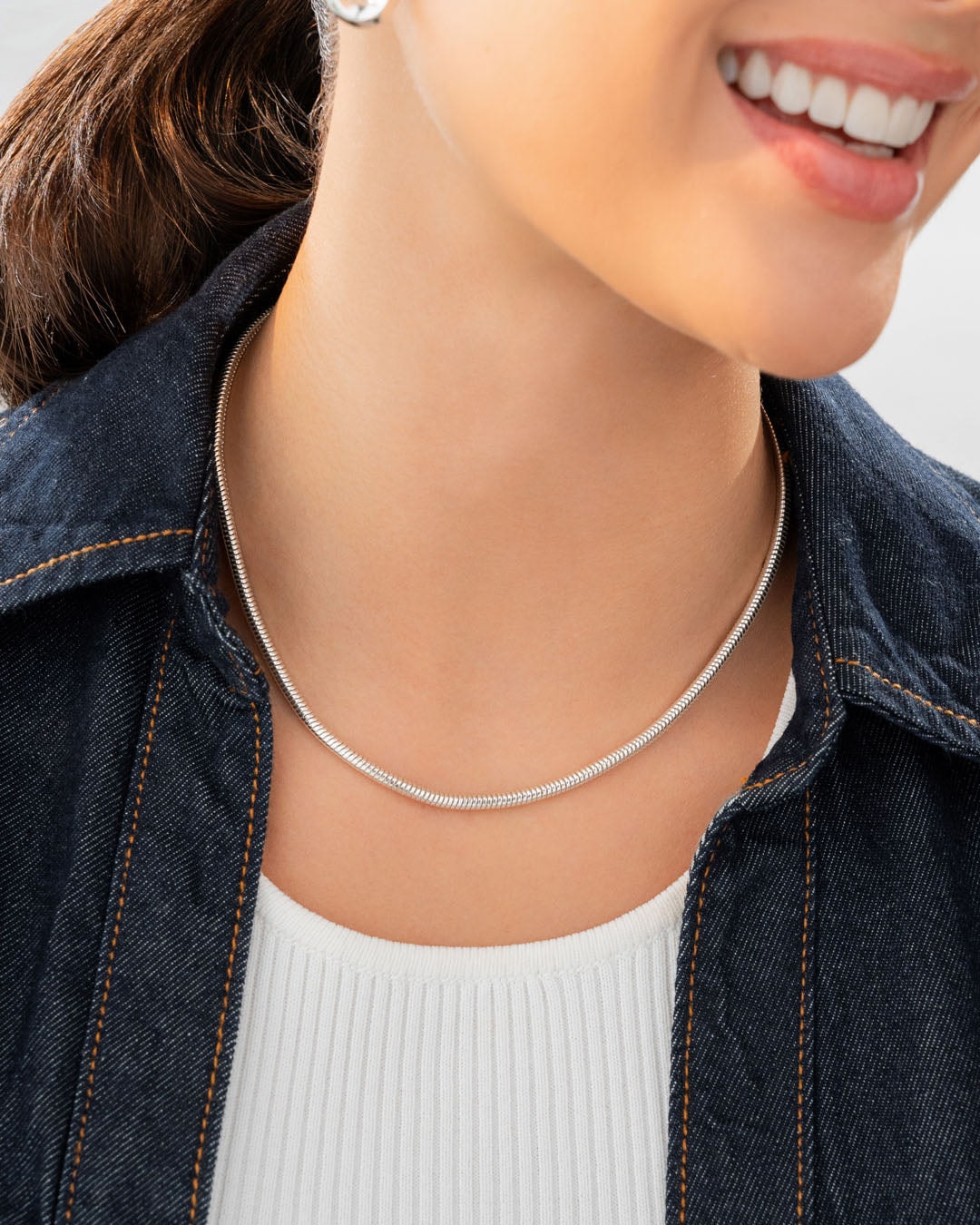 Collar  Cadena Snake Plata - imagen 1