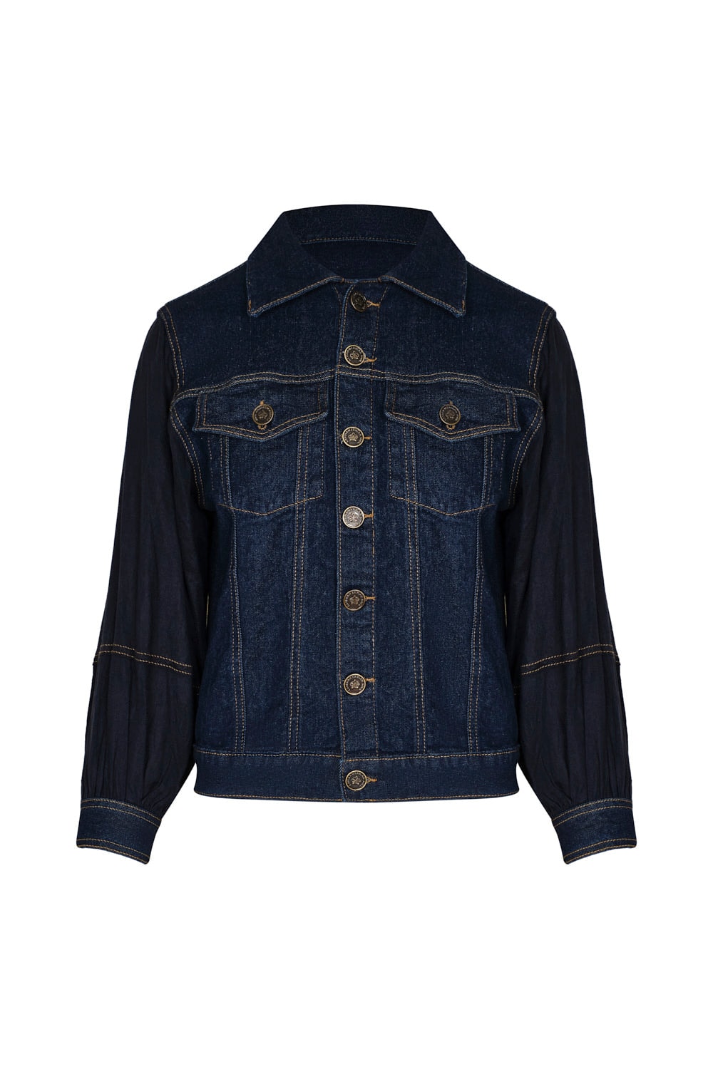 chaqueta cattleya azul indigo con bordado - imagen 1