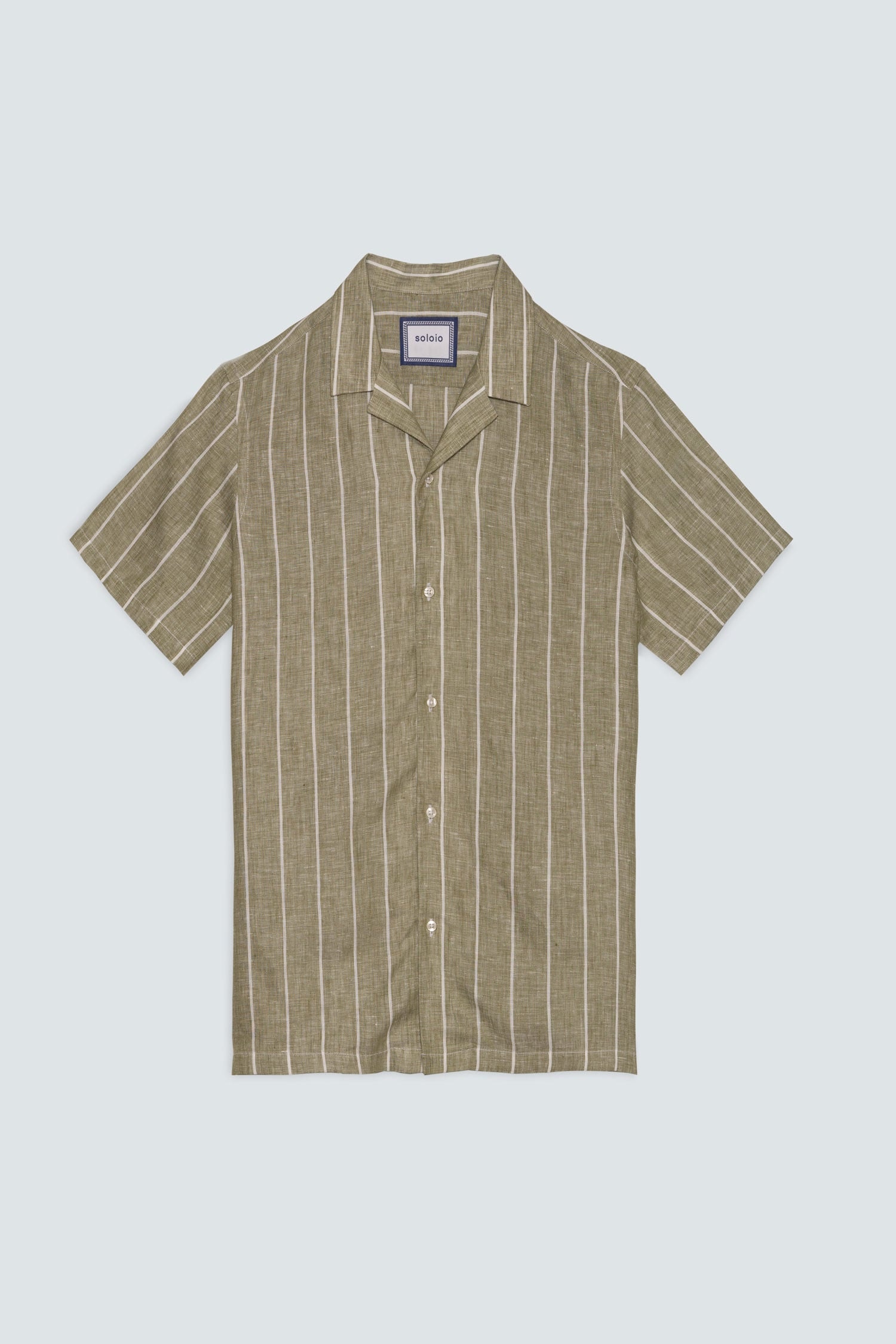 Men's linen shirt striped green - imagen 1