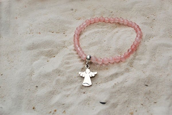 Pulsera Cuarzo Rosa dije ángel Mini - imagen 1