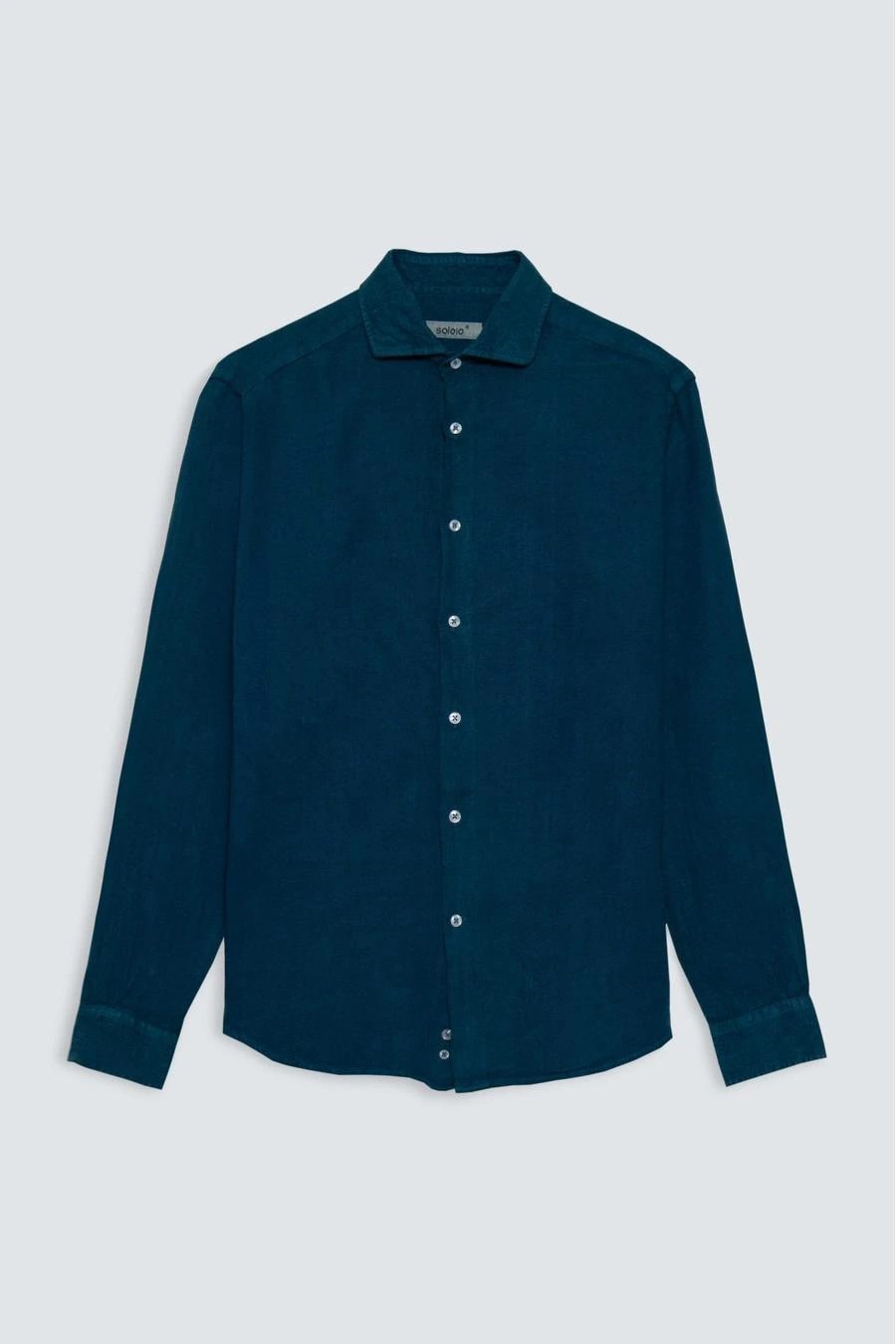 Men's linen shirt petrol blue basic - imagen 1