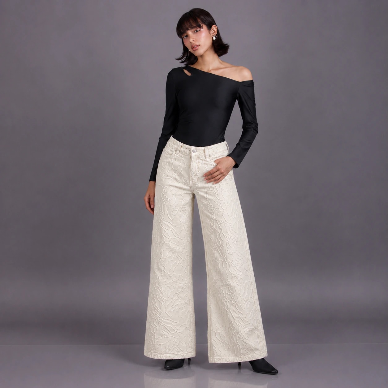 Jean Wide Leg Marfil ax-3105 Rigido - imagen 1