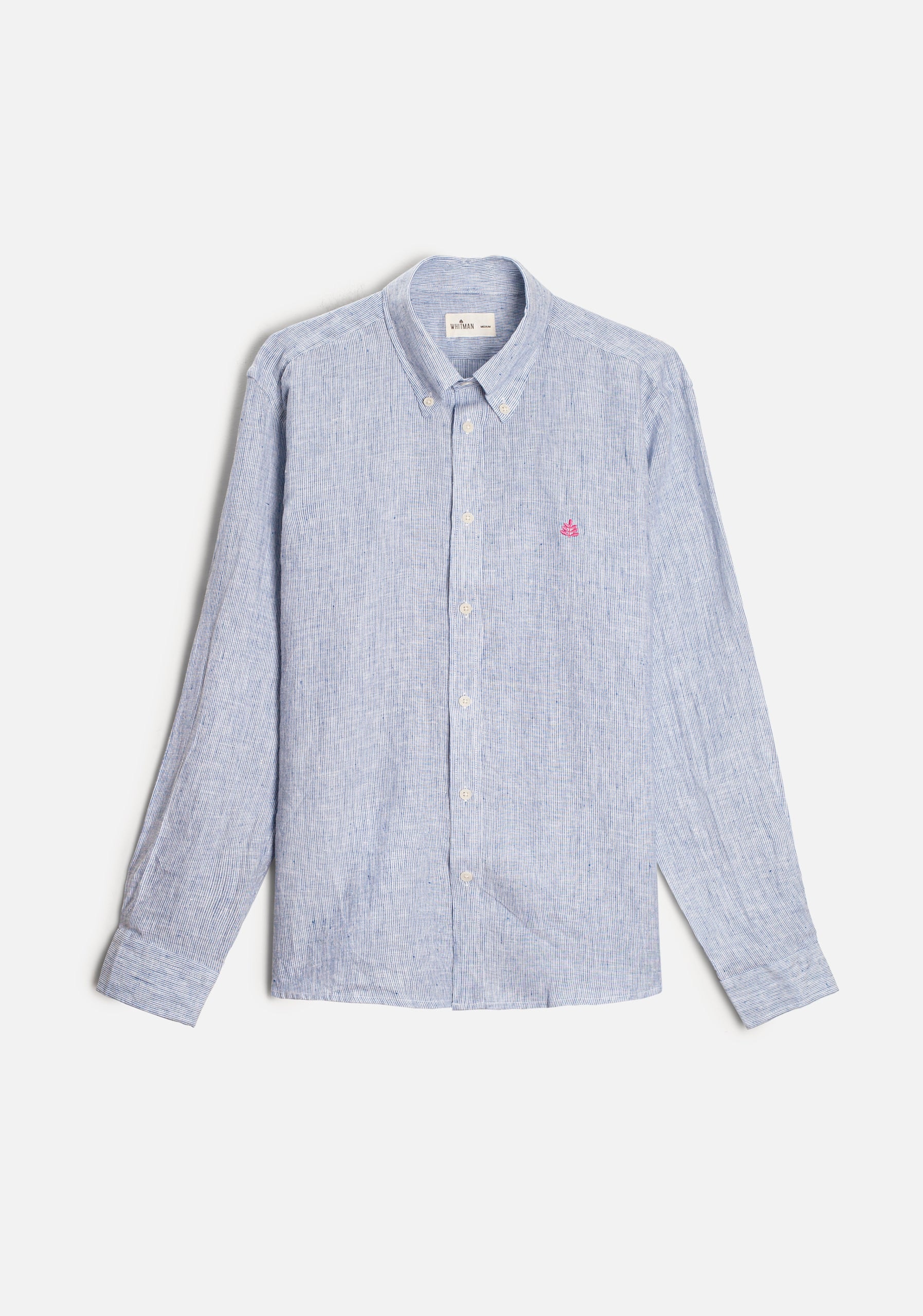 Camisa H CBD Lino Rayas Delg Azul Osc-Blanco L-Fuc - imagen 1