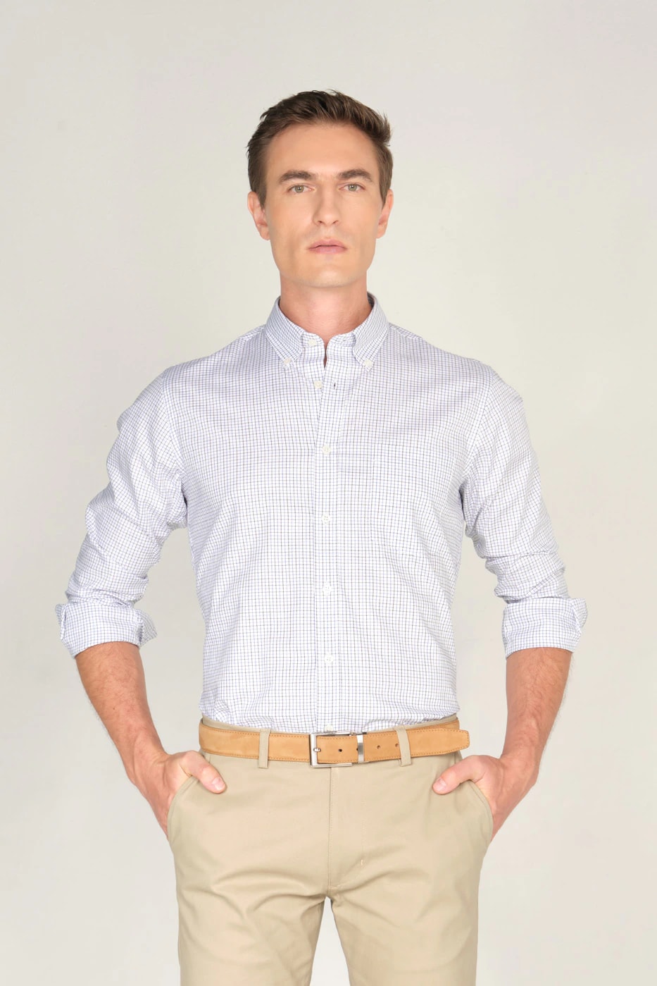 Camisa Classic Bd Algodón Blanco Cuadros - imagen 1
