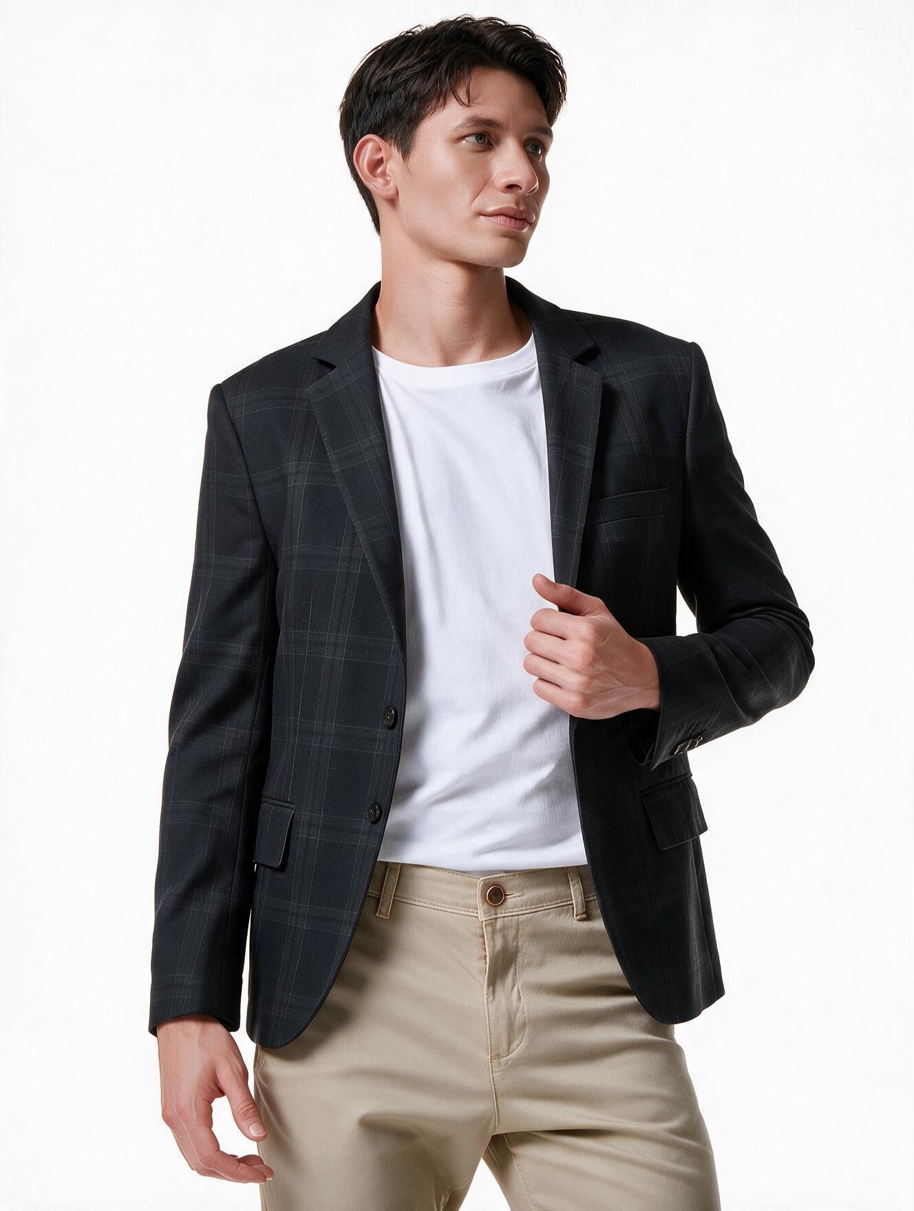 Blazer negro a cuadros gris - imagen 1