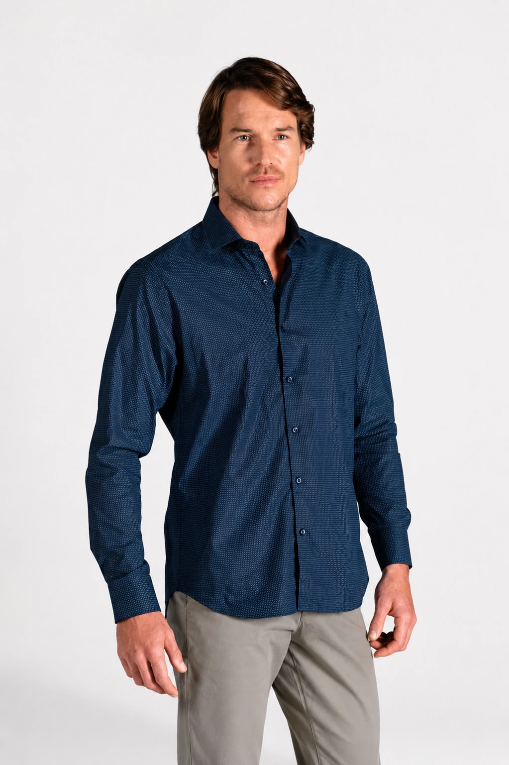 Camisa Casual Classic Algodón Azul Navy Mini Print - imagen 1