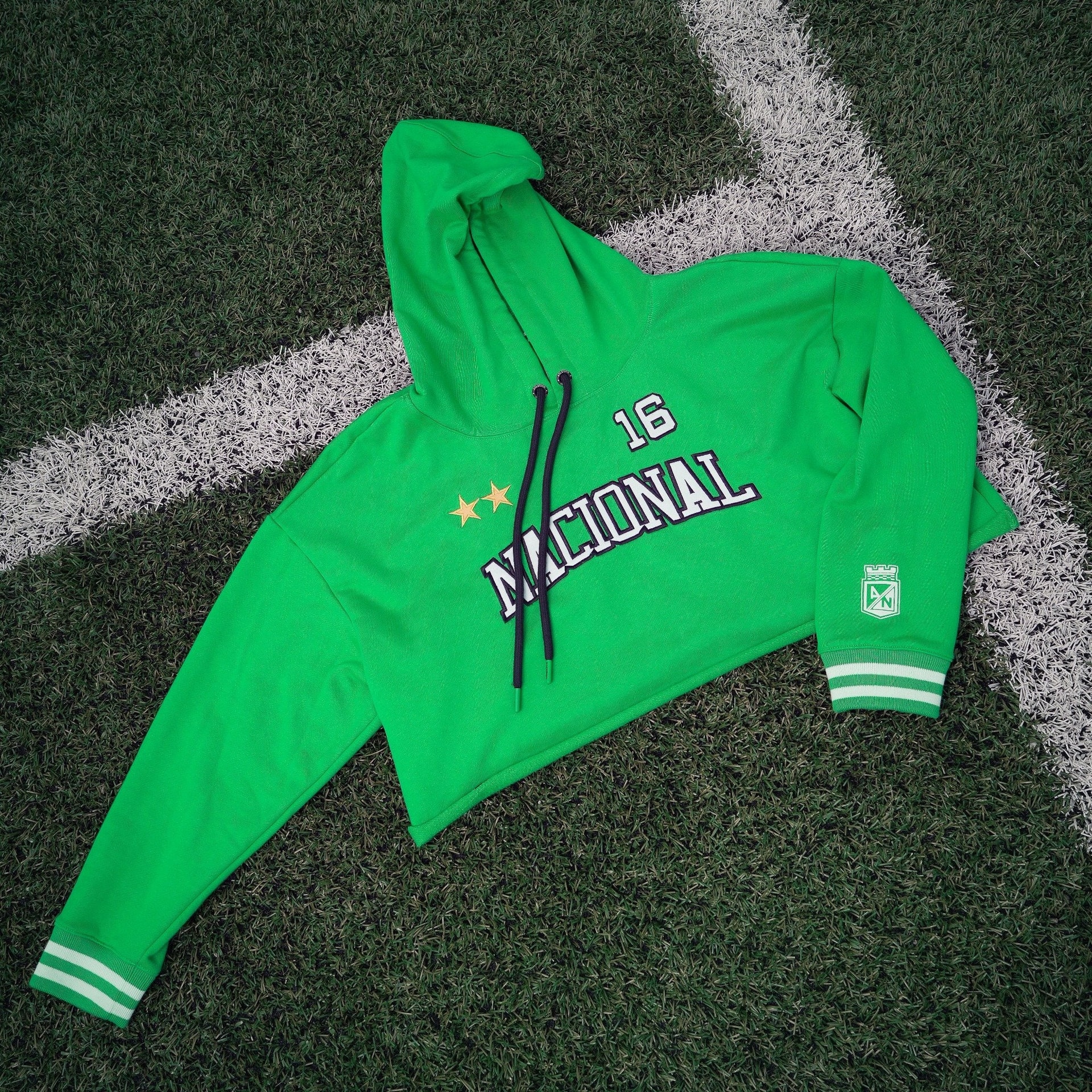 HOODIE CROP VERDE MUJER - imagen 1