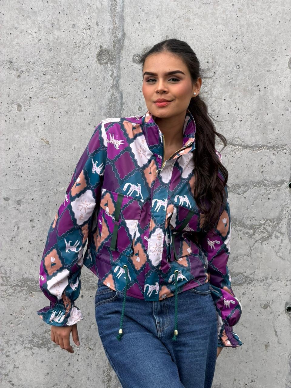 Chaqueta Corta Rombos Morado - imagen 1