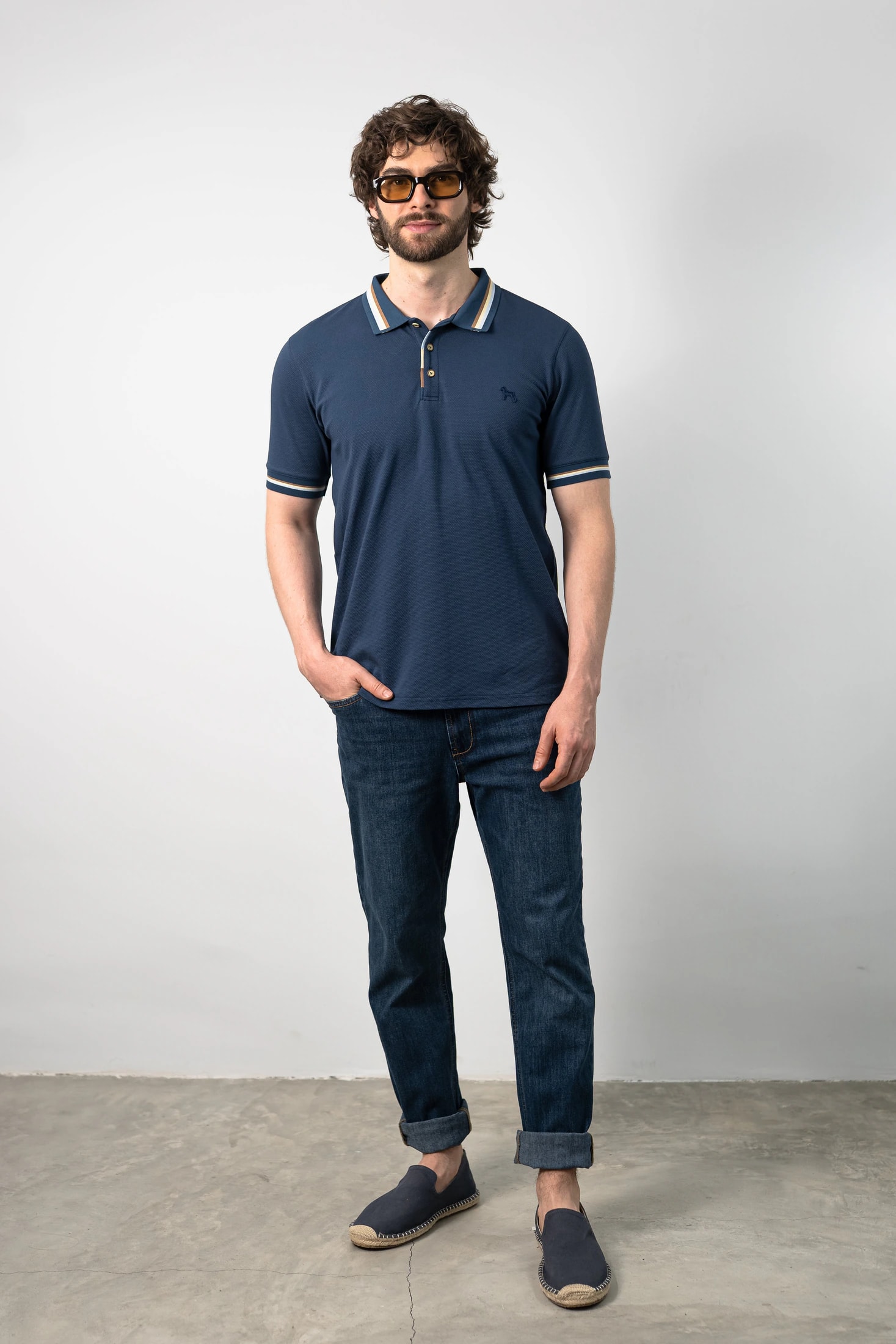 Polo Fashion Azul/Barbaki - imagen 1
