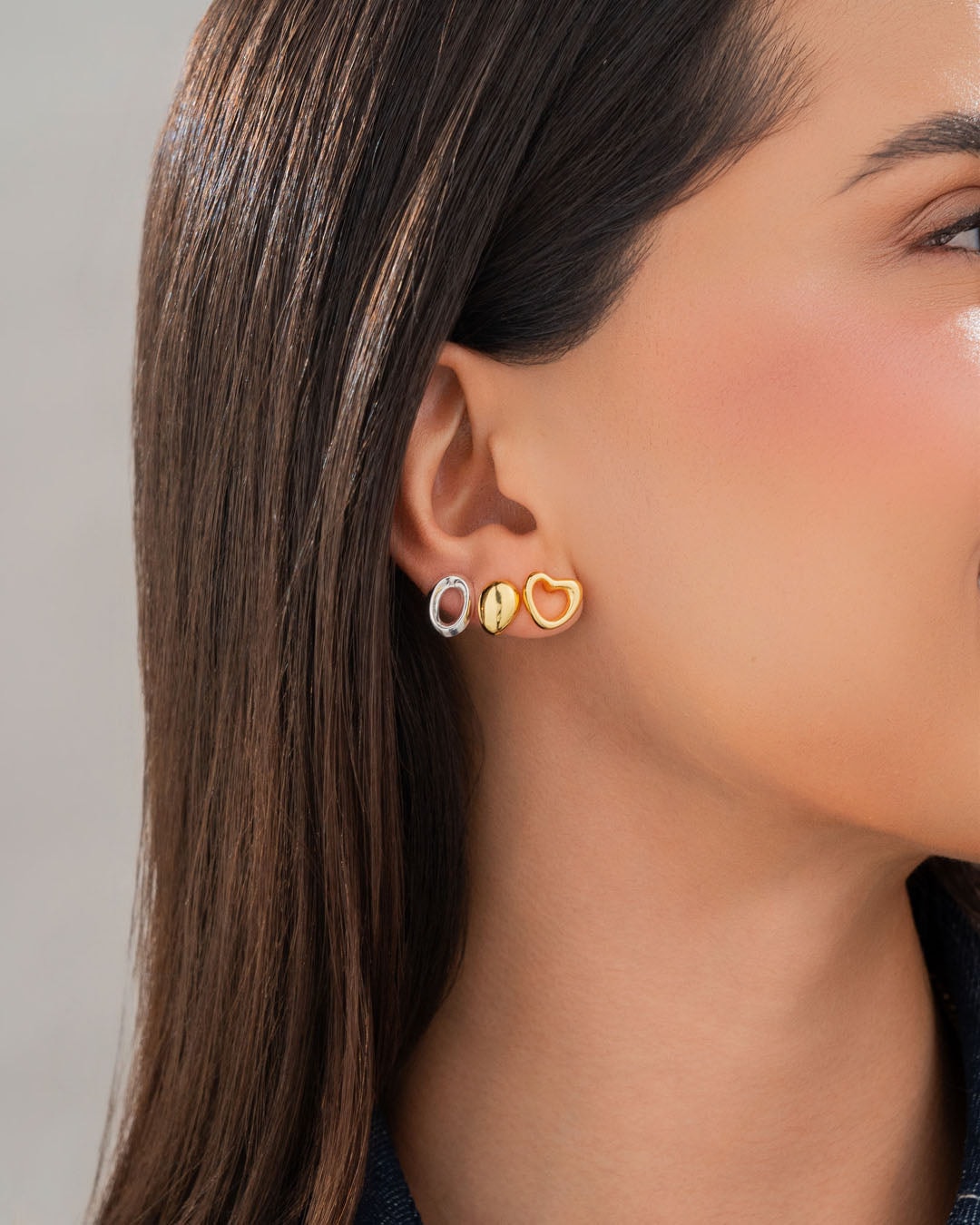 Set x 3 Aretes Ovalos y Corazon - imagen 1