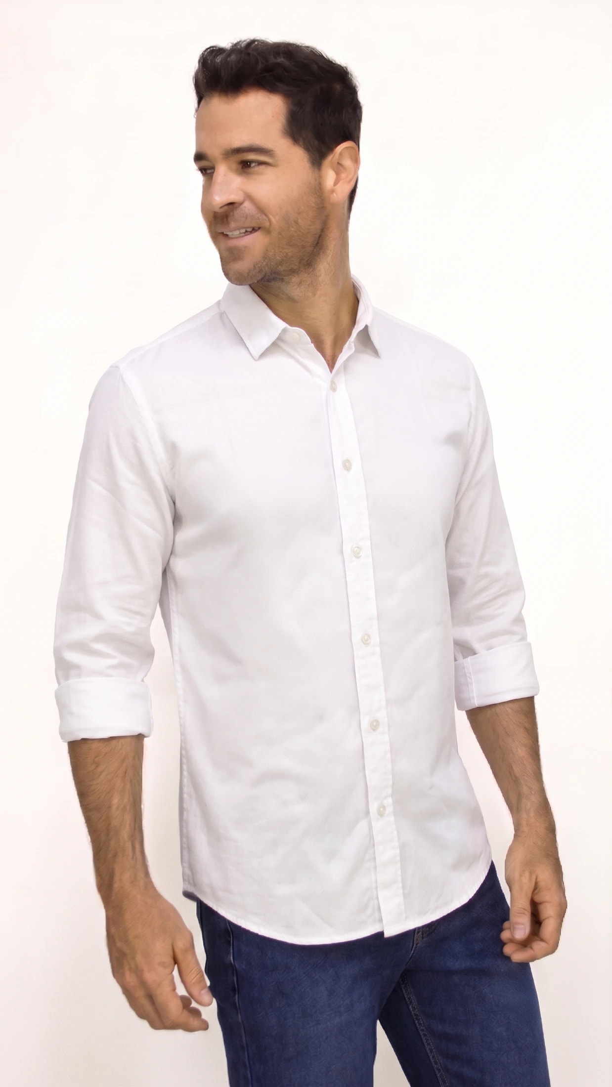 CAMISA MANGA LARGA OXFORD BLANCA PARA HOMBRE - imagen 1