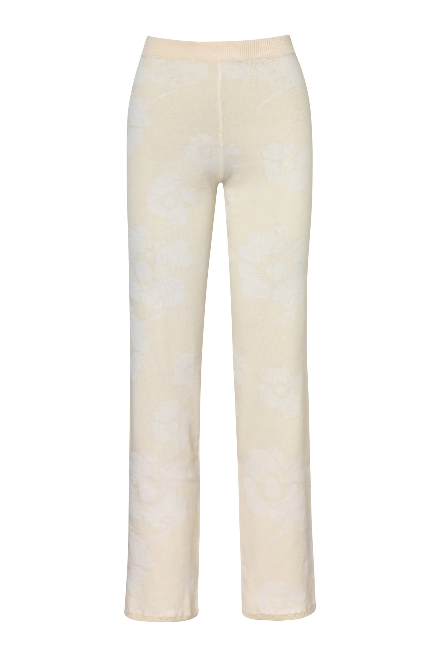 Alba Knit Cotton Jacquard Pants / Ivory Maxi Flowers - imagen 1