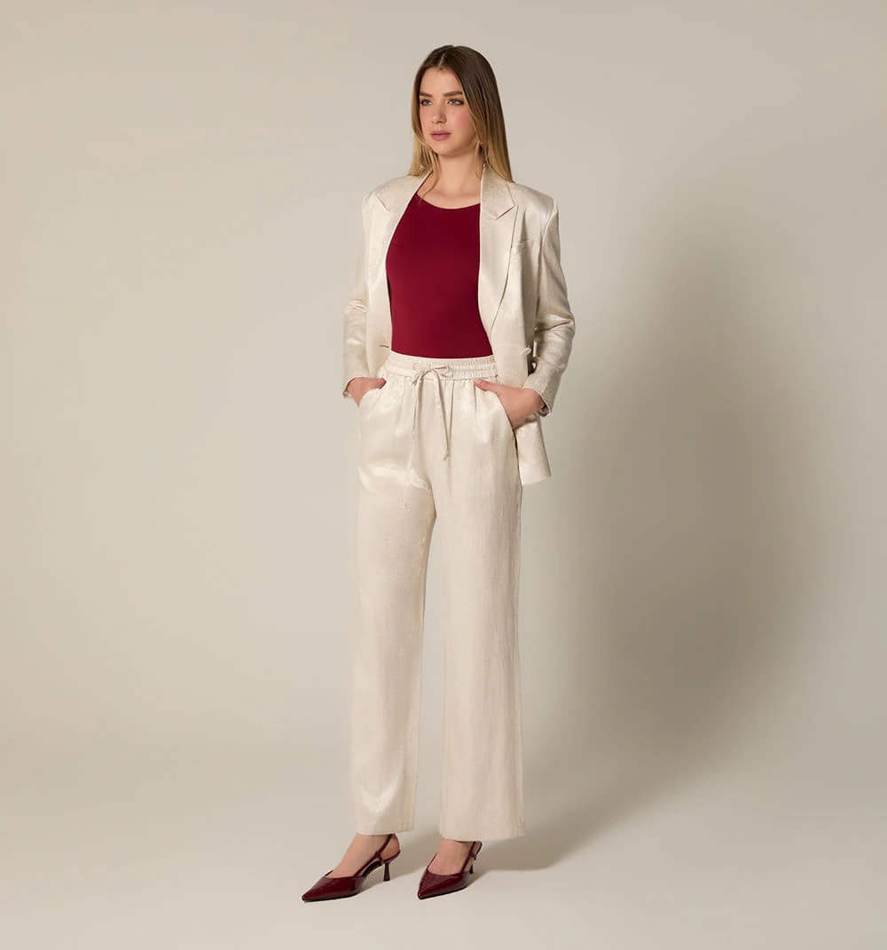 Pantalon recto efecto jacquard - imagen 1
