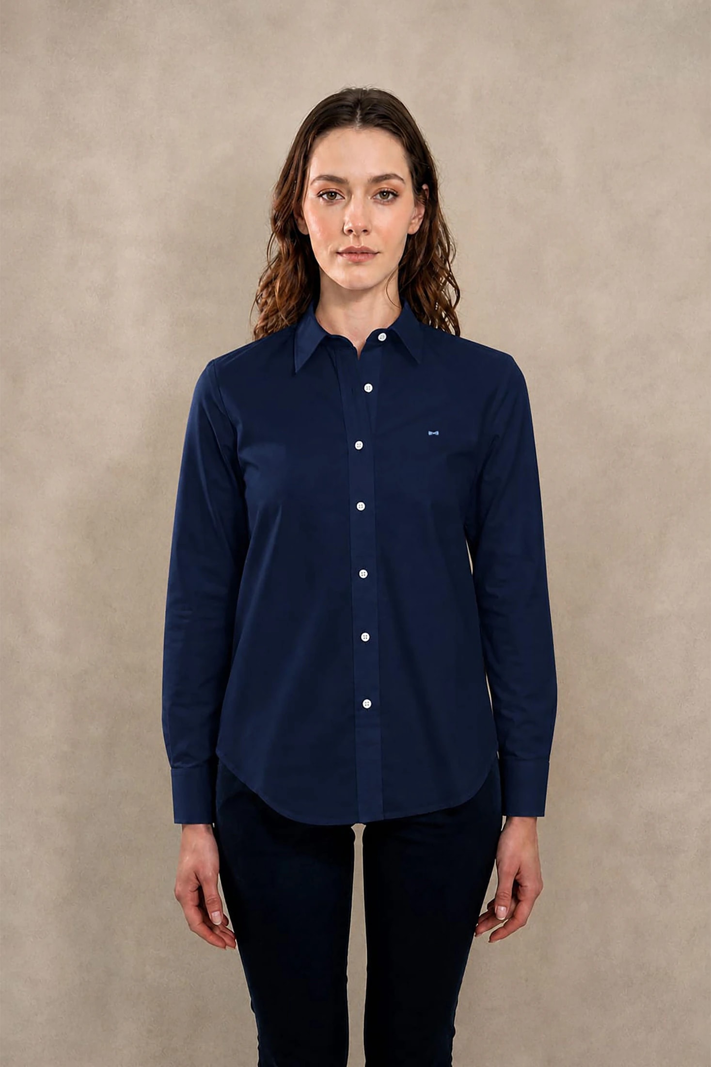 Camisa Antimanchas Oxford de Mujer Azul Navy - imagen 1