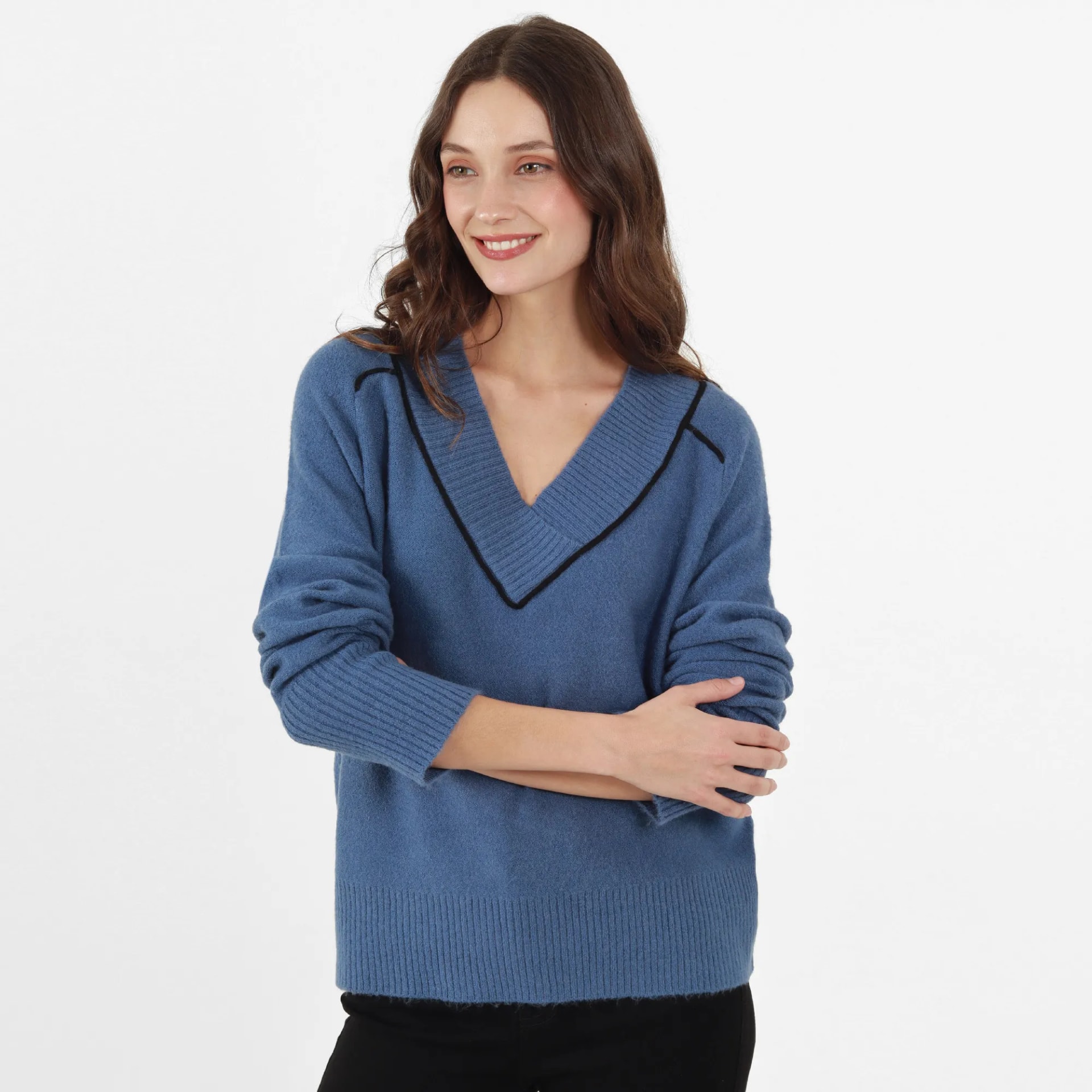 Sweater Cuello V Manga Larga - imagen 1